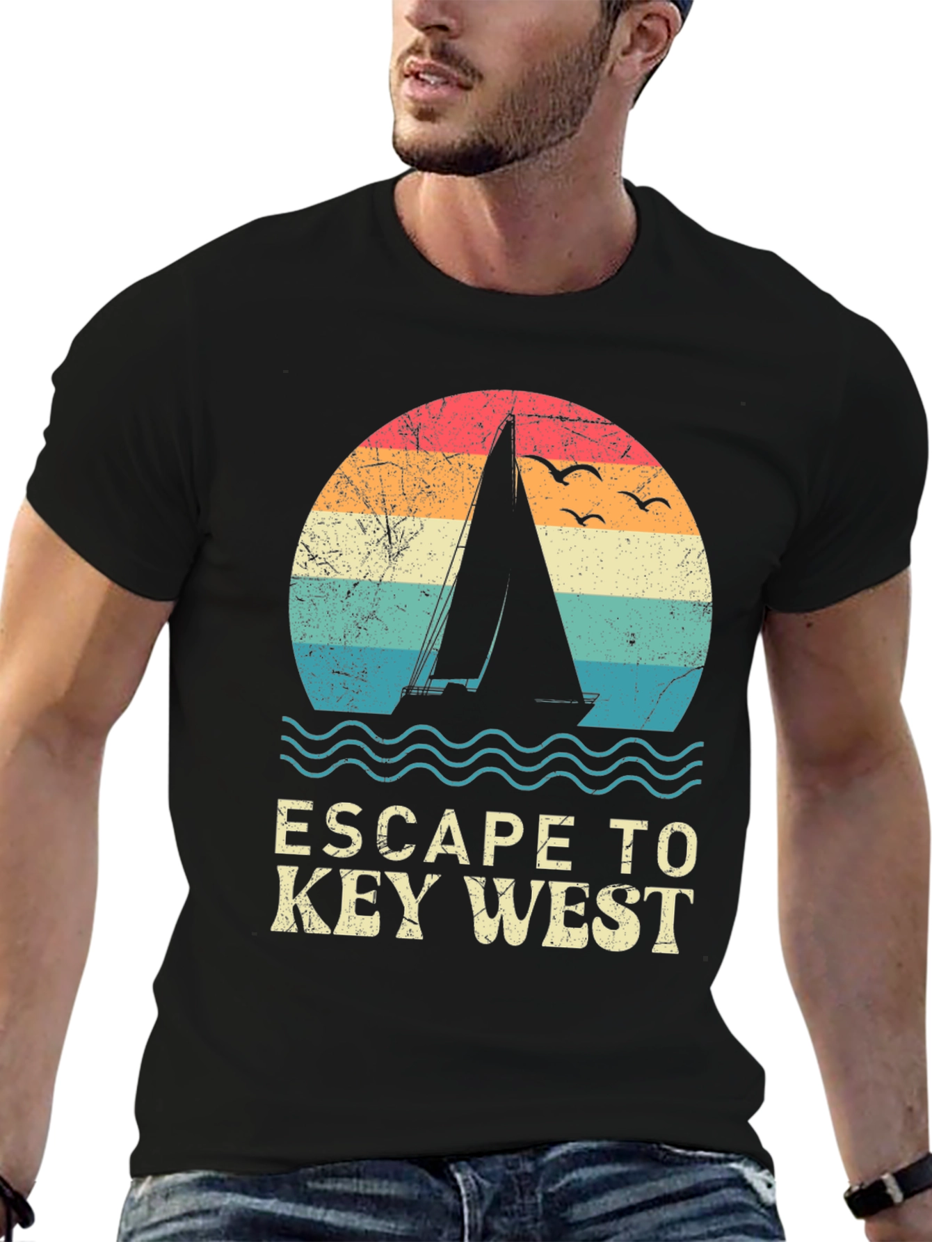 Escape to Key West Black Graphic Tee