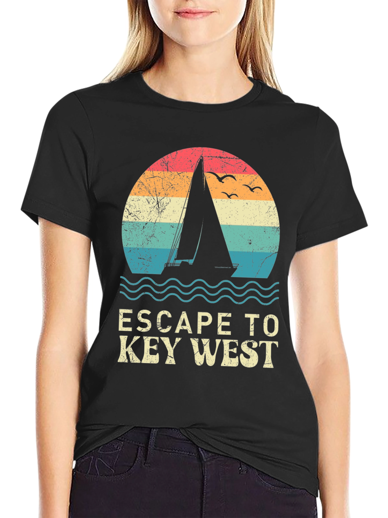 Escape to Key West Black Graphic Tee