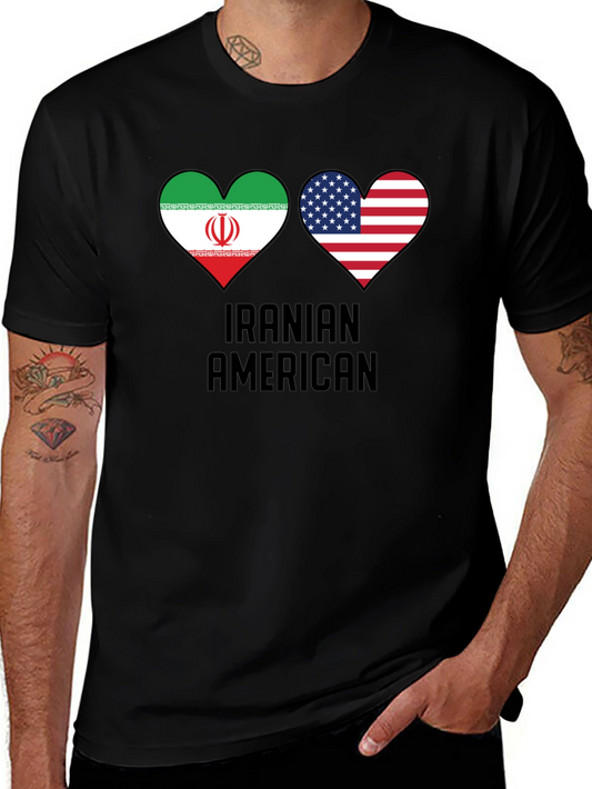 Iranian American Flag Heart T-Shirt