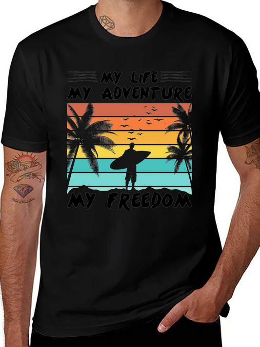 My Life Adventure T-Shirt - Surfer Beach Design