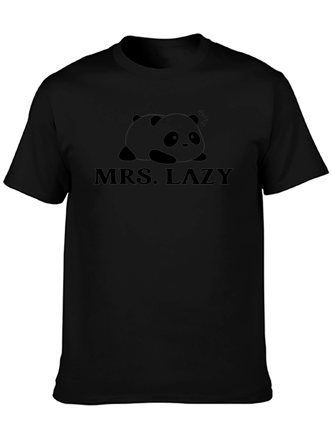 Mrs. Lazy Panda Graphic Tee - Black Cotton T-Shirt