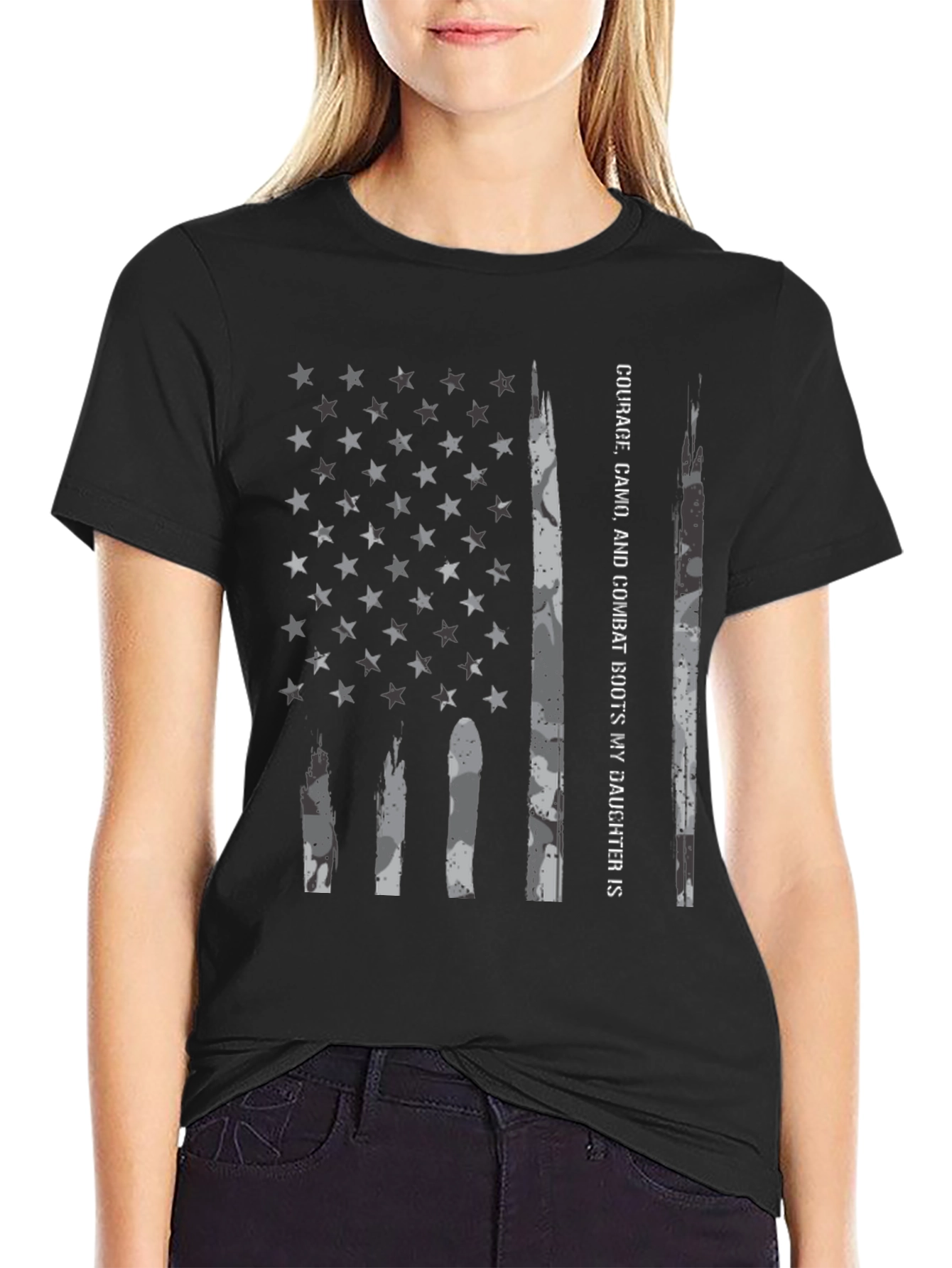 Courage Camo Daughter American Flag T-Shirt