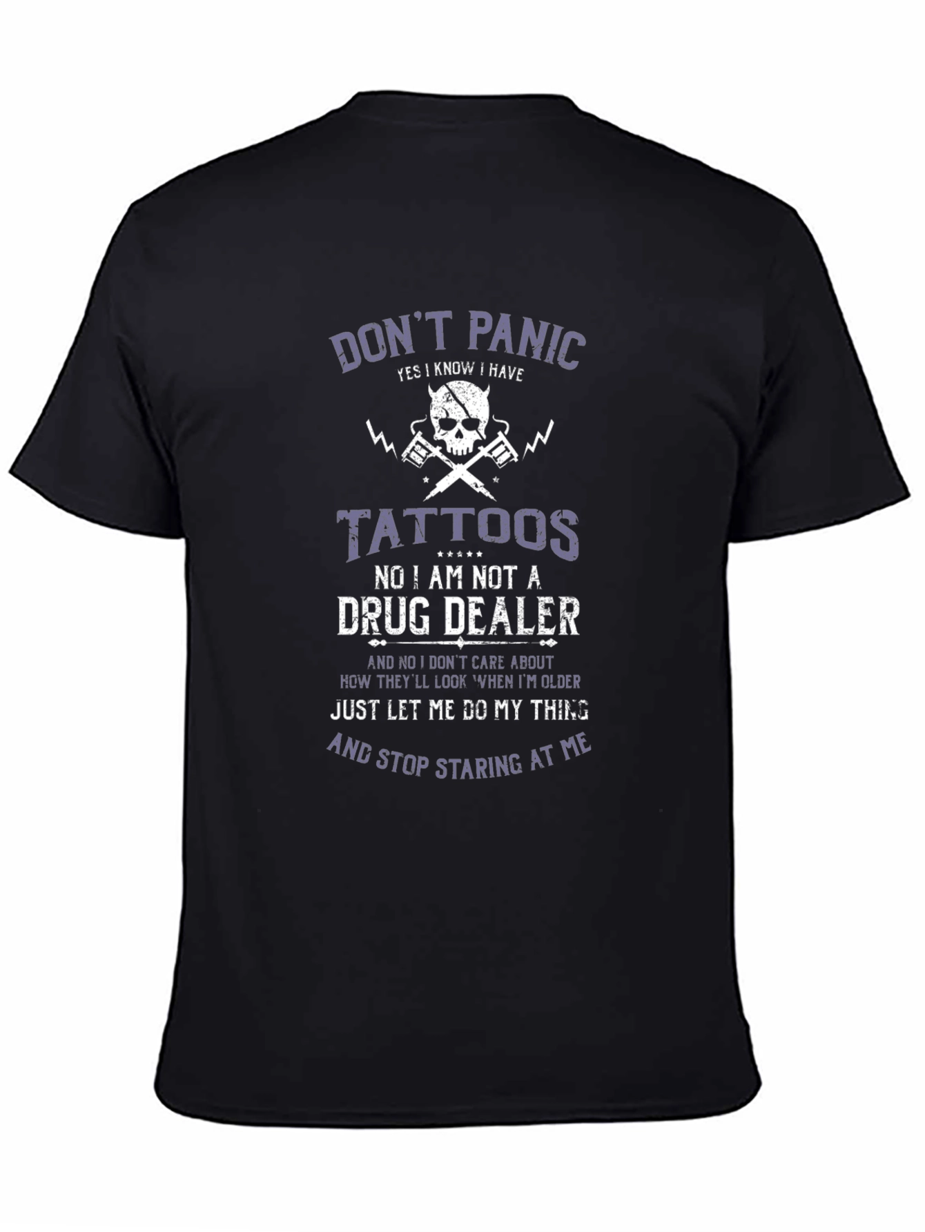 Dont Panic Tattoo Graphic T-Shirt - Novelty Statement Tee