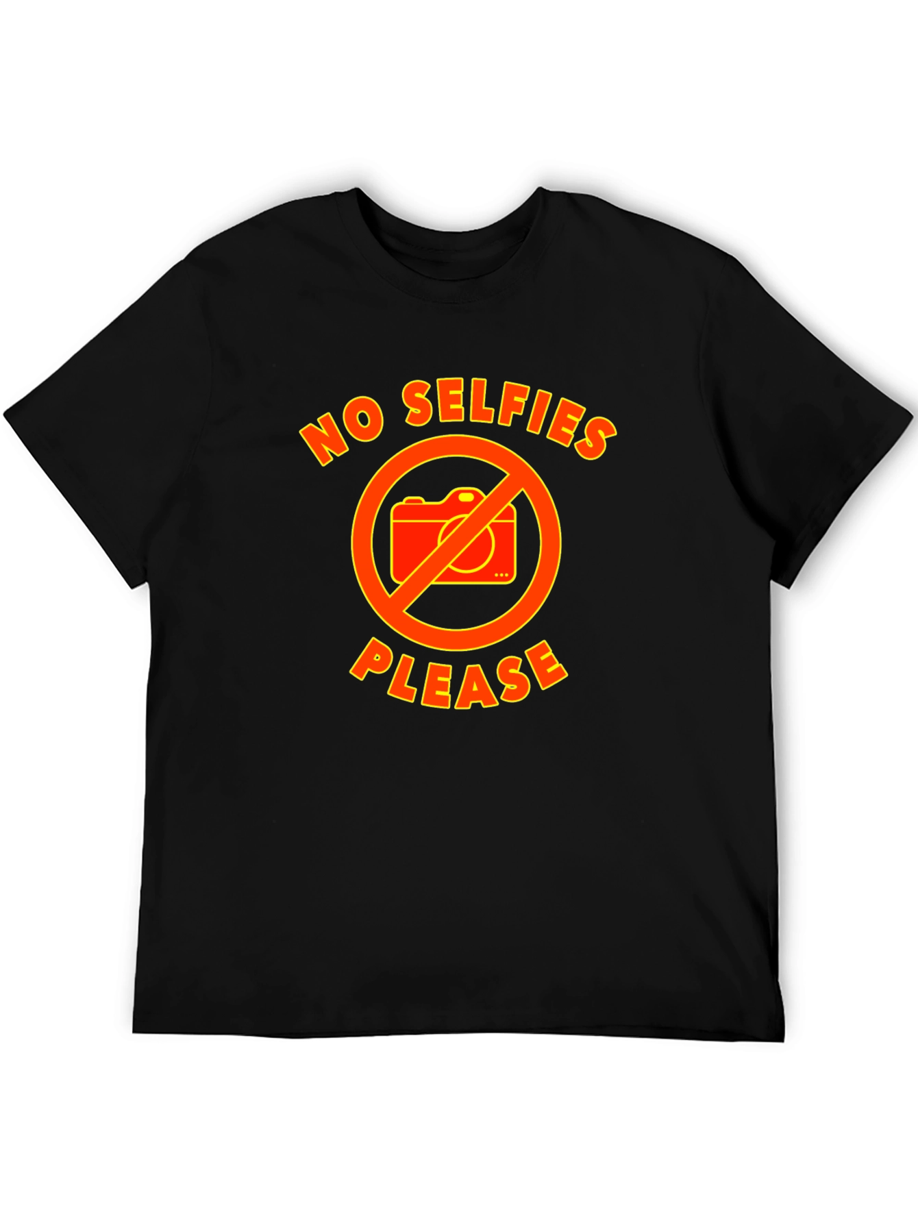 No Selfies Please Graphic Tee - Black Cotton T-Shirt