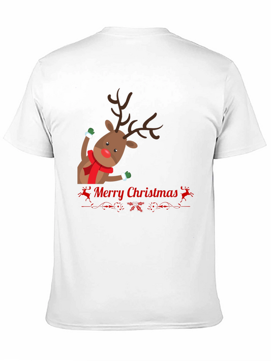 Festive Reindeer Merry Christmas Black T-shirt