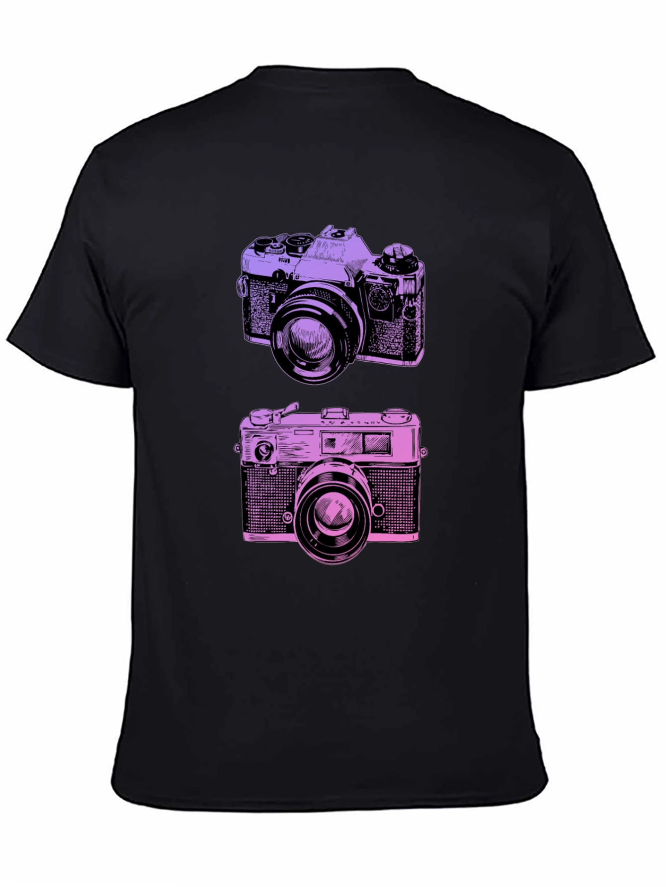 Retro Camera Print Black T-Shirt