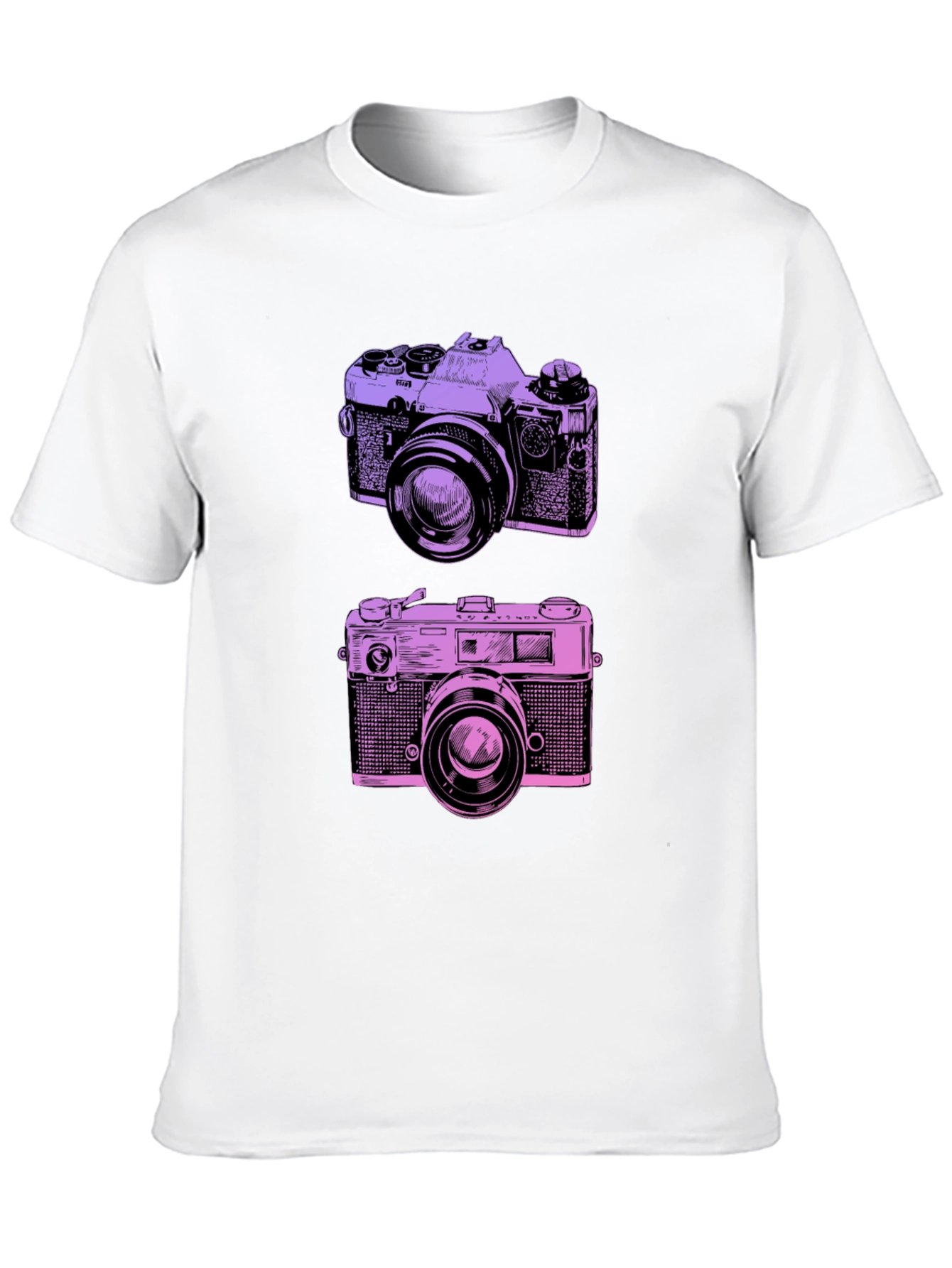 Retro Camera Print Black T-Shirt