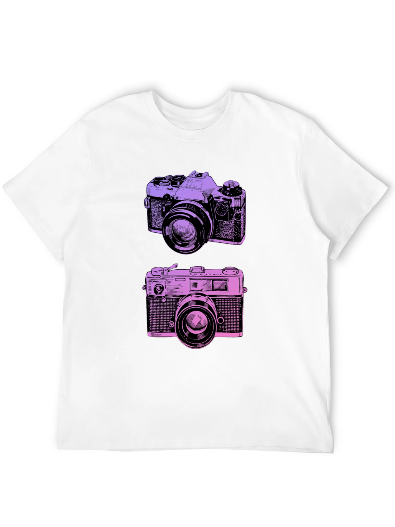 Retro Camera Print Black T-Shirt