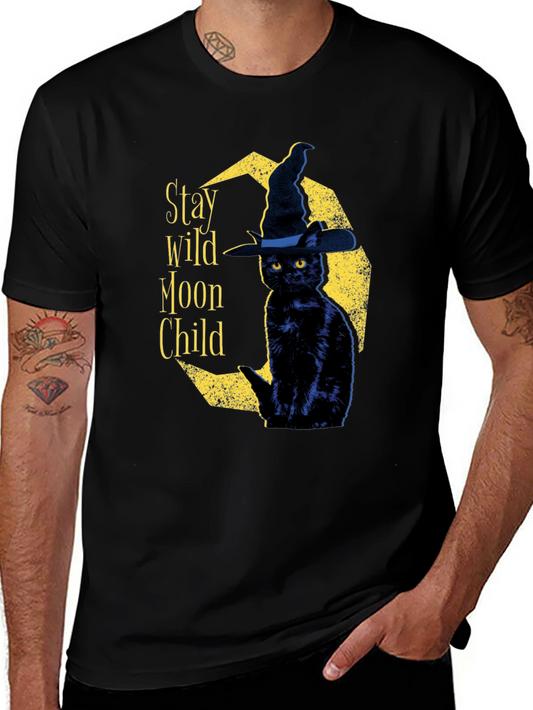 Stay Wild Moon Child T-Shirt - Black Cat Witch Tee