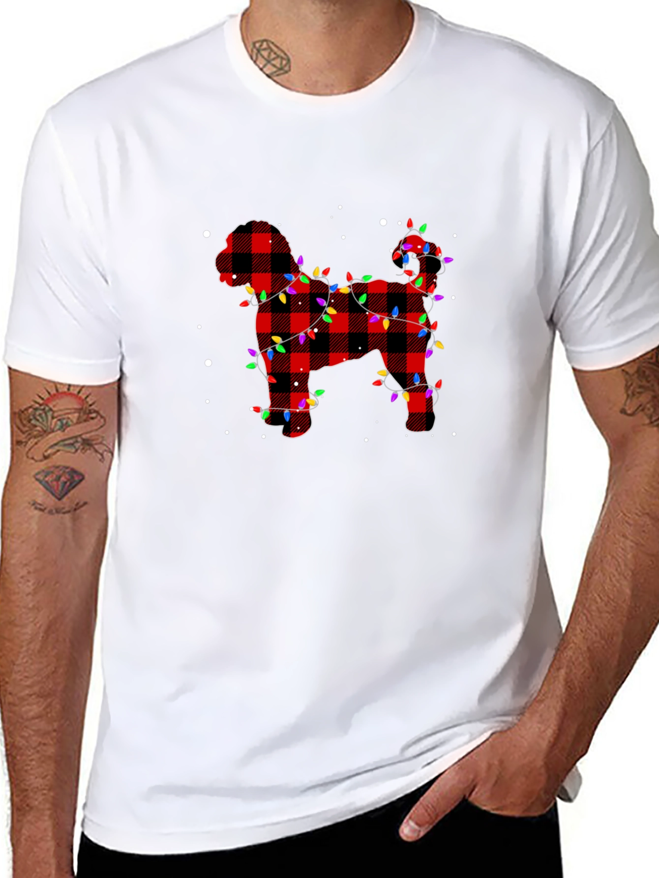 Plaid Dog Christmas Lights T-Shirt