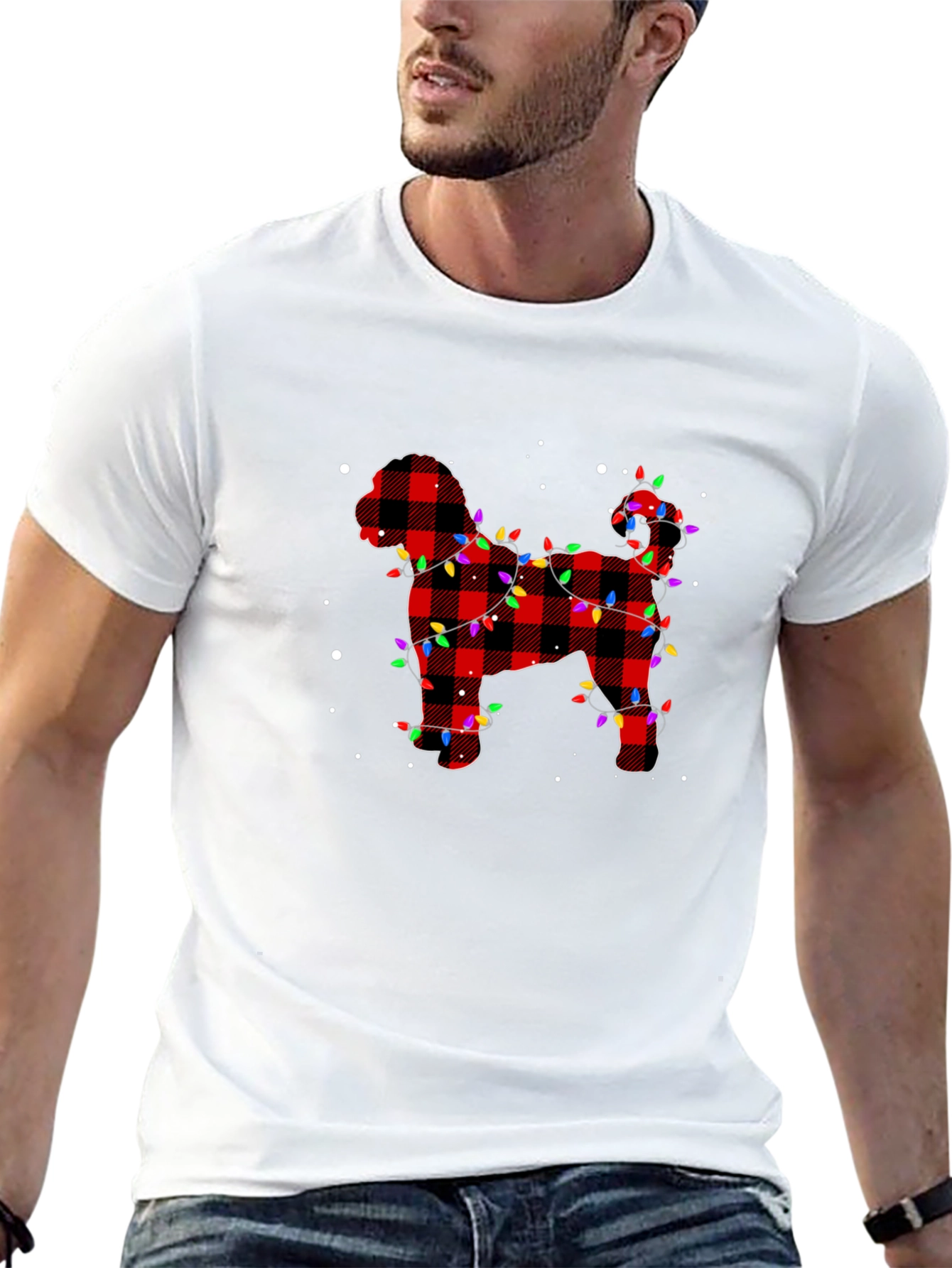 Plaid Dog Christmas Lights T-Shirt
