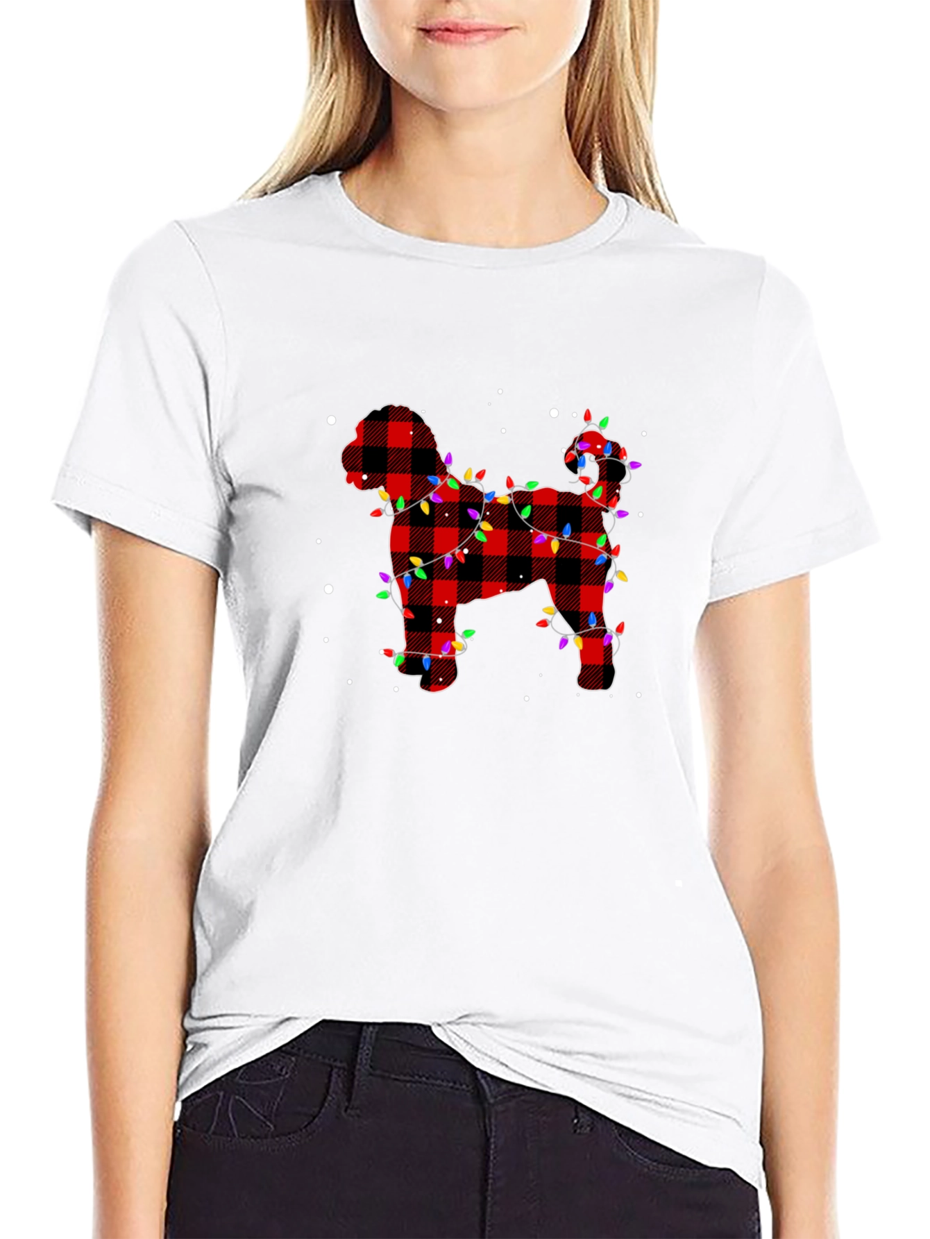 Plaid Dog Christmas Lights T-Shirt