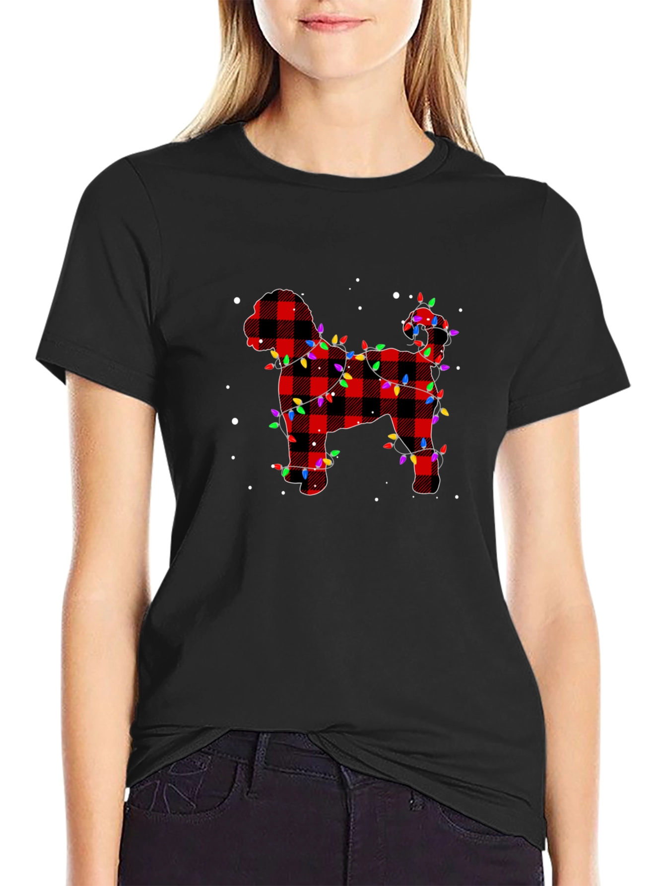 Plaid Dog Christmas Lights T-Shirt