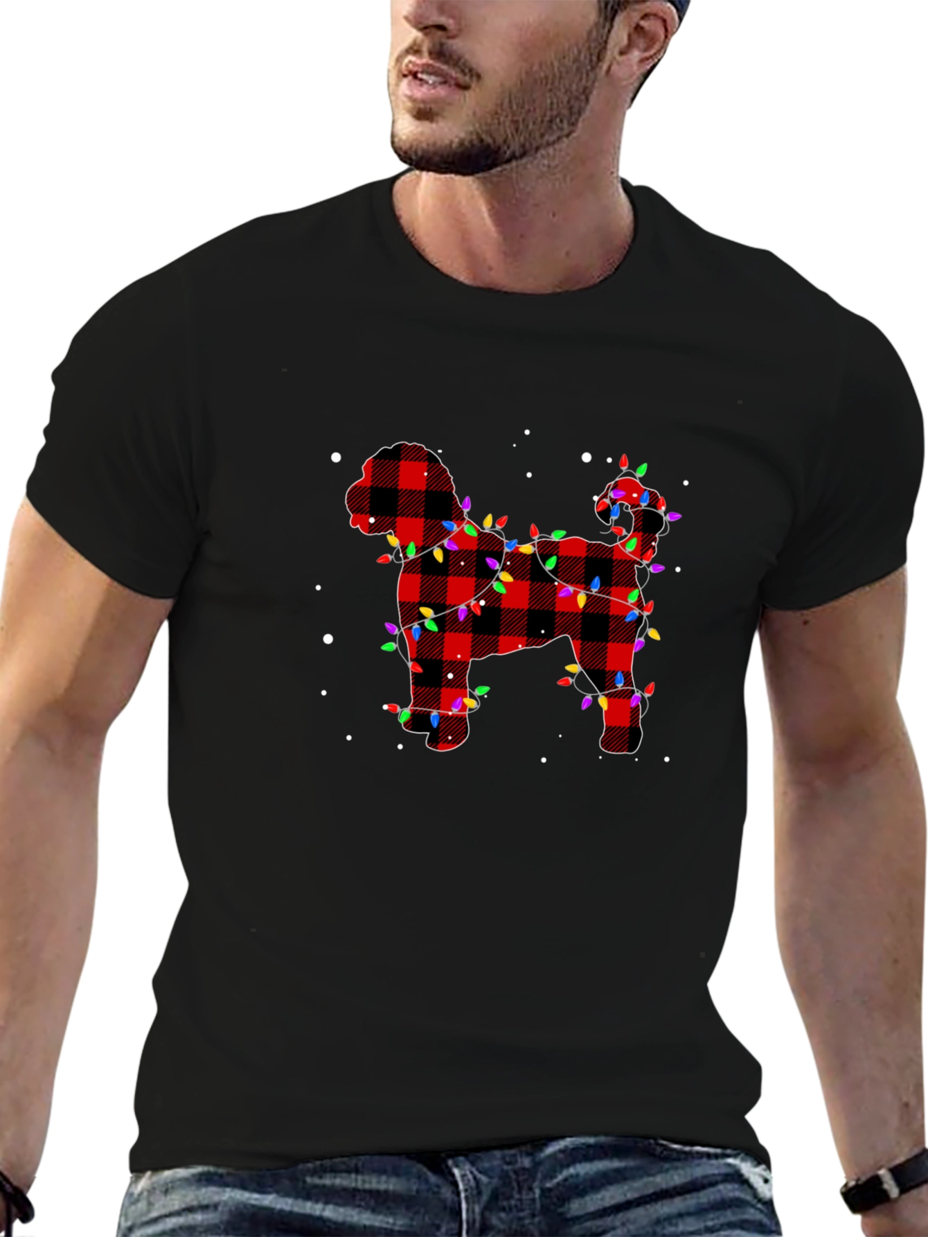 Plaid Dog Christmas Lights T-Shirt