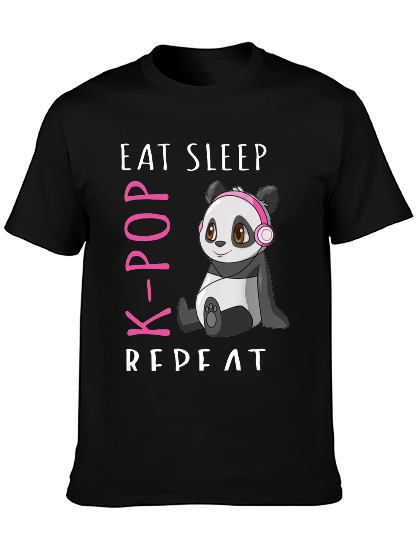 Eat Sleep K-Pop Repeat Panda Graphic Tee