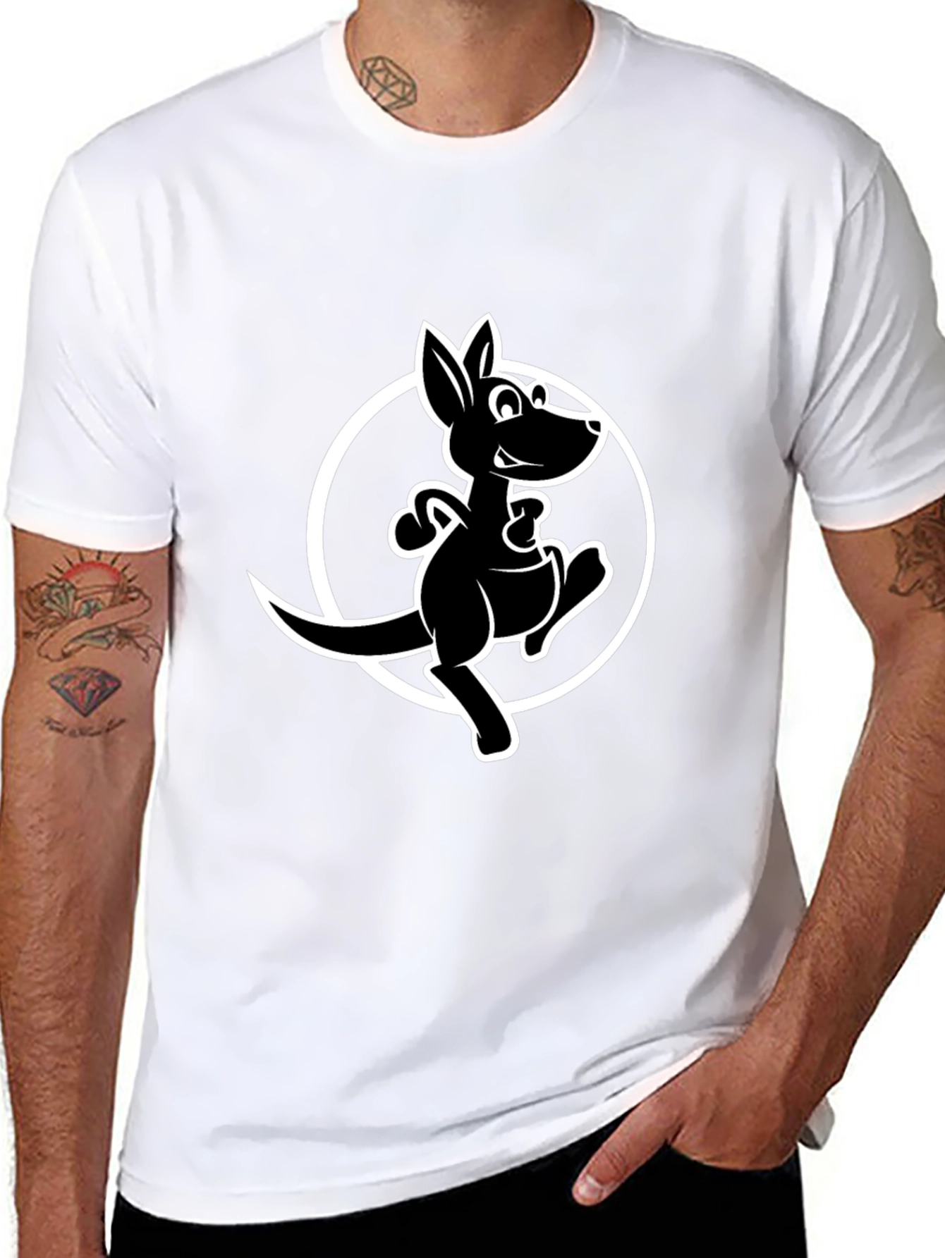 Cool Kangaroo Graphic Tee - Black