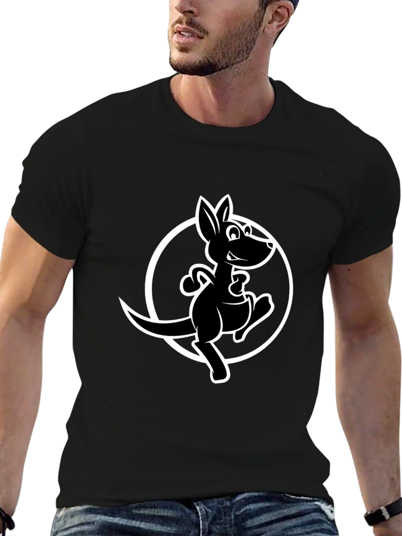 Cool Kangaroo Graphic Tee - Black
