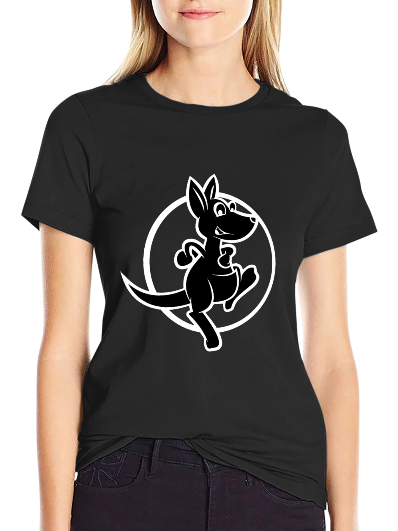 Cool Kangaroo Graphic Tee - Black
