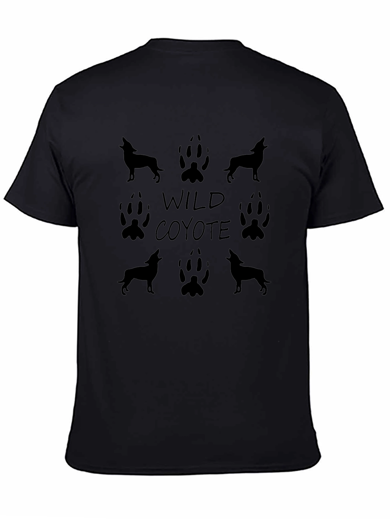 Wild Coyote Graphic Tee - Black Cotton T-Shirt