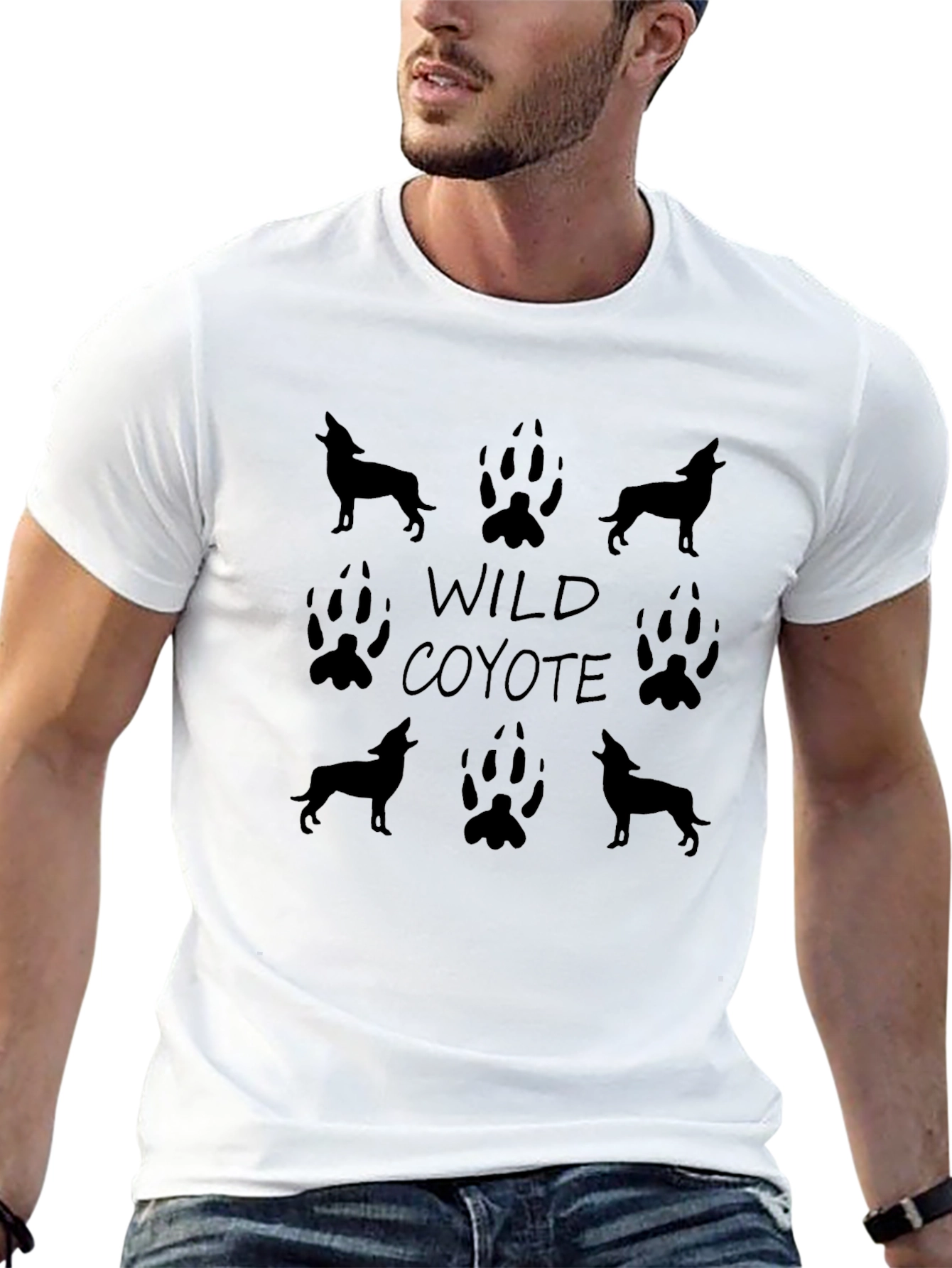 Wild Coyote Graphic Tee - Black Cotton T-Shirt