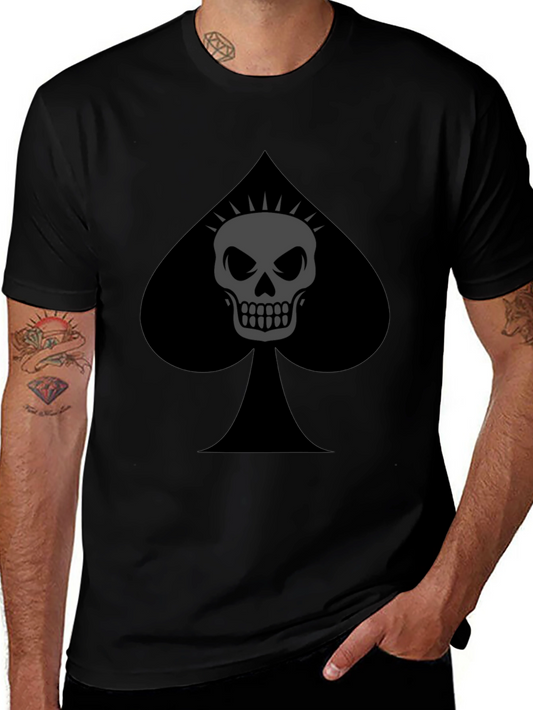 Spade Skull Graphic Tee - Black Cotton T-Shirt