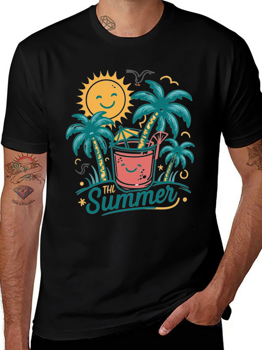 Summer Vibes Graphic Tee - Tropical Beach Design