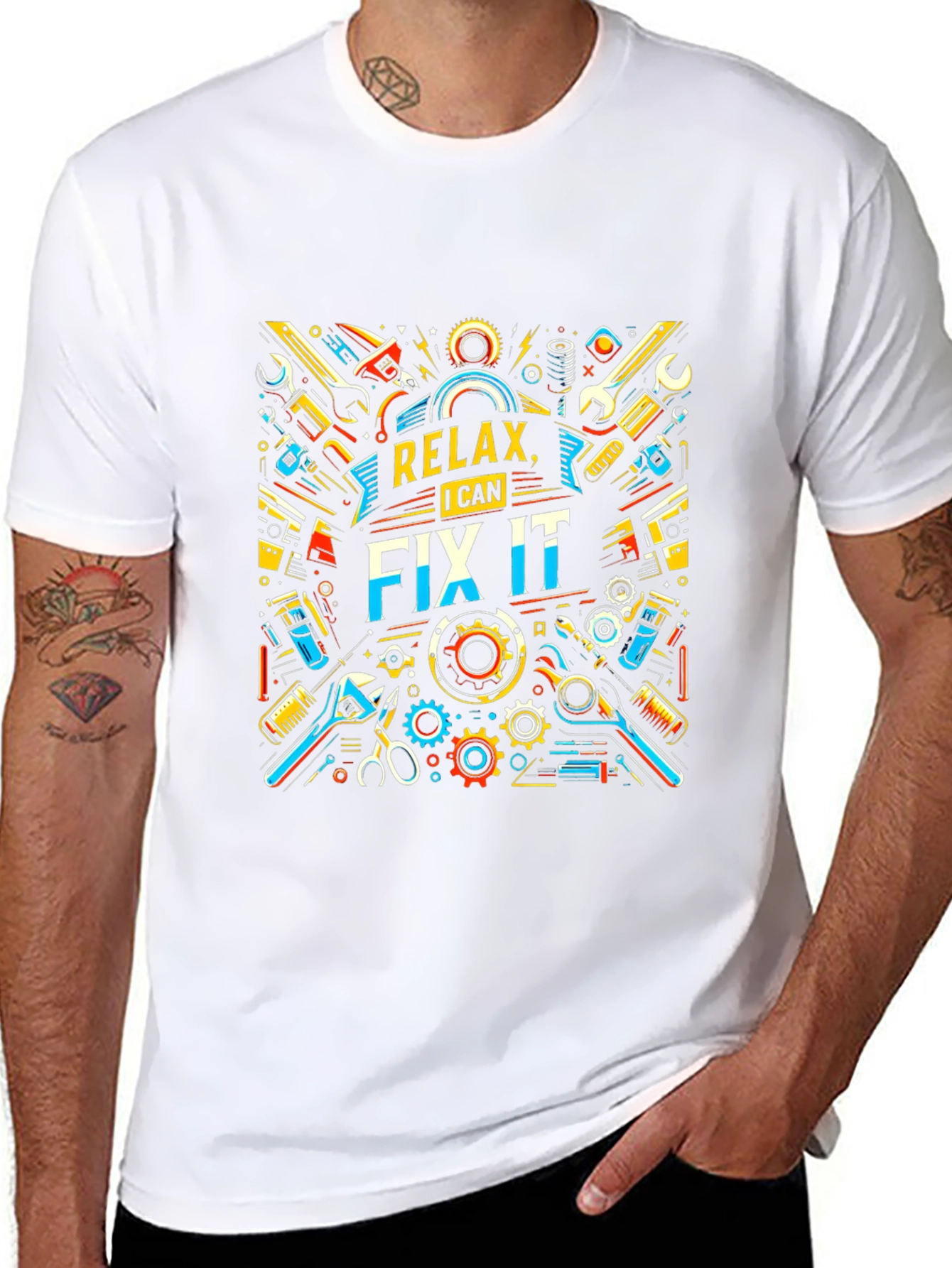 Relax I Can Fix It Graphic Print Black T-Shirt