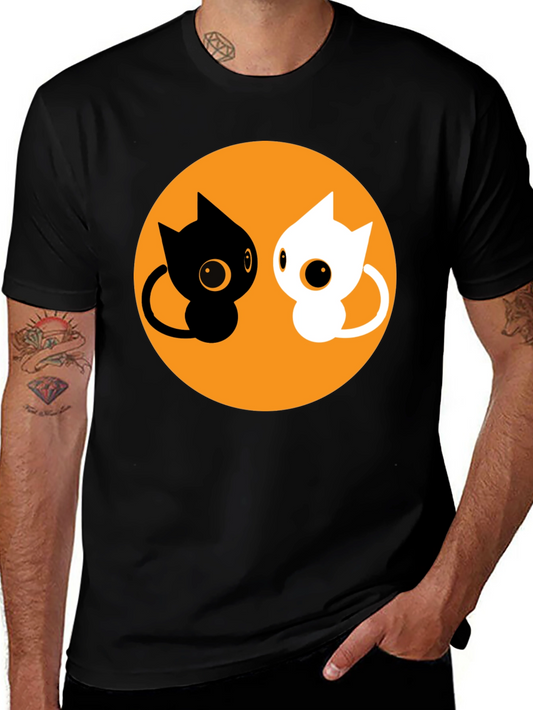 Yin Yang Cats T-Shirt - Cute Balance Design