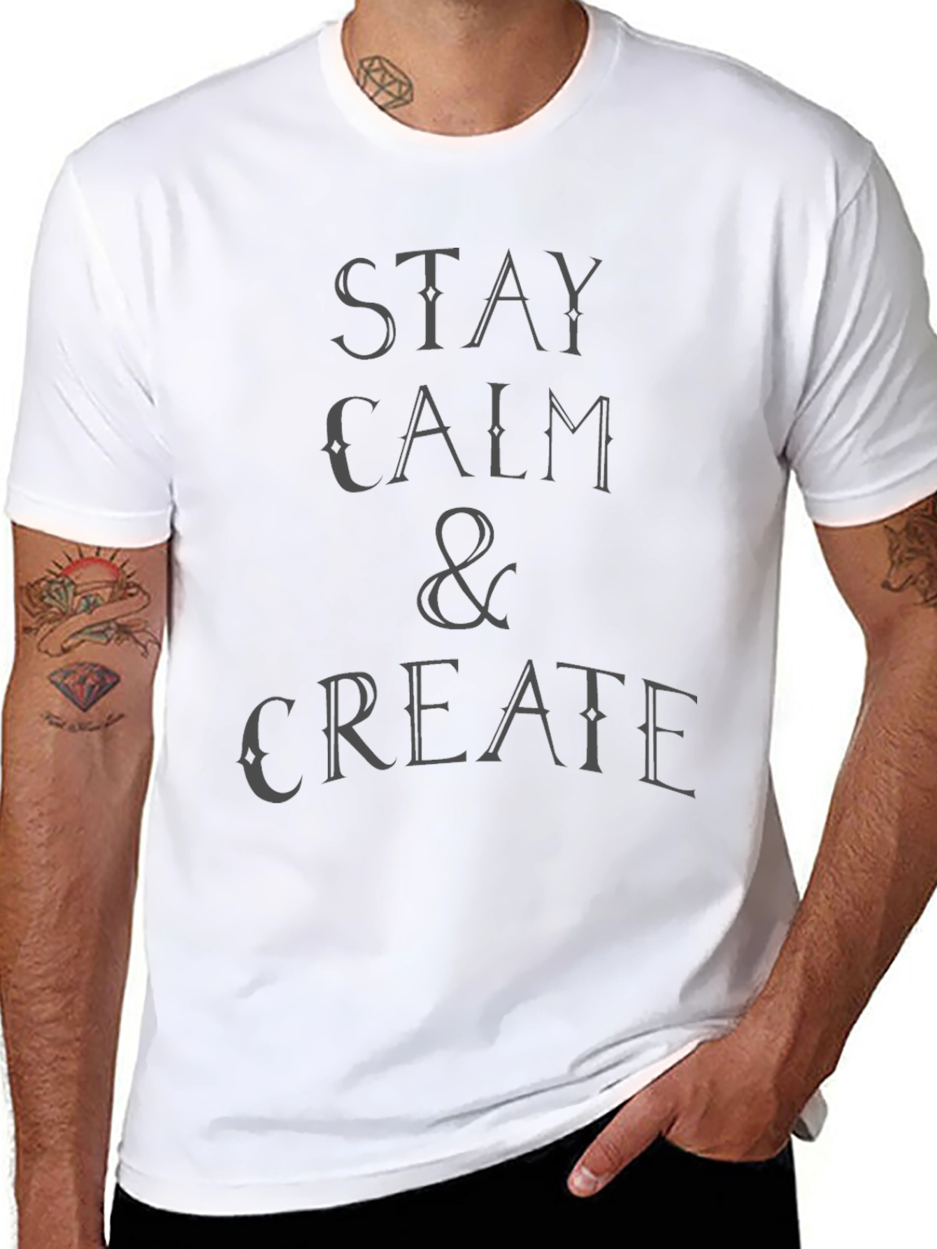Stay Calm & Create T-Shirt - Black Graphic Tee
