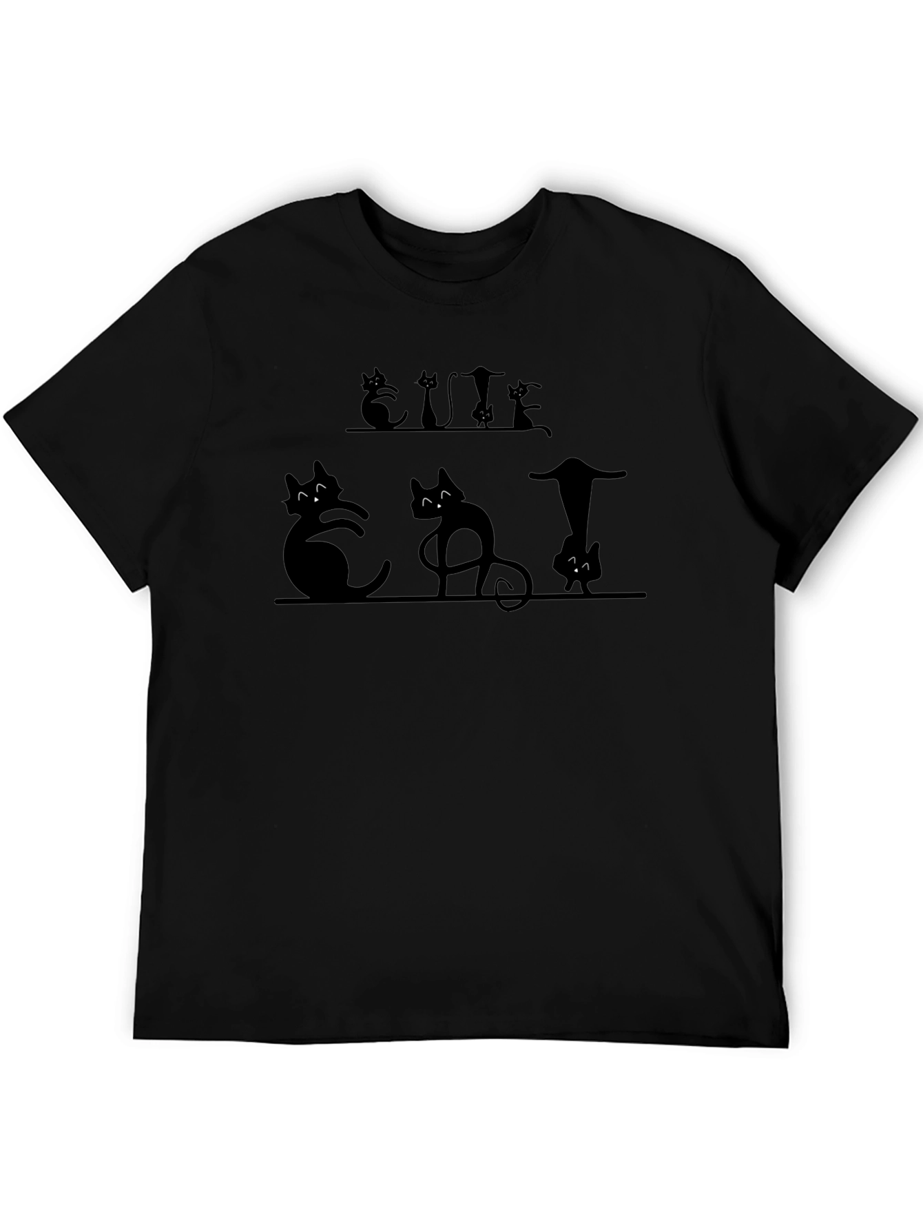 Cute Cats Black Graphic T-Shirt