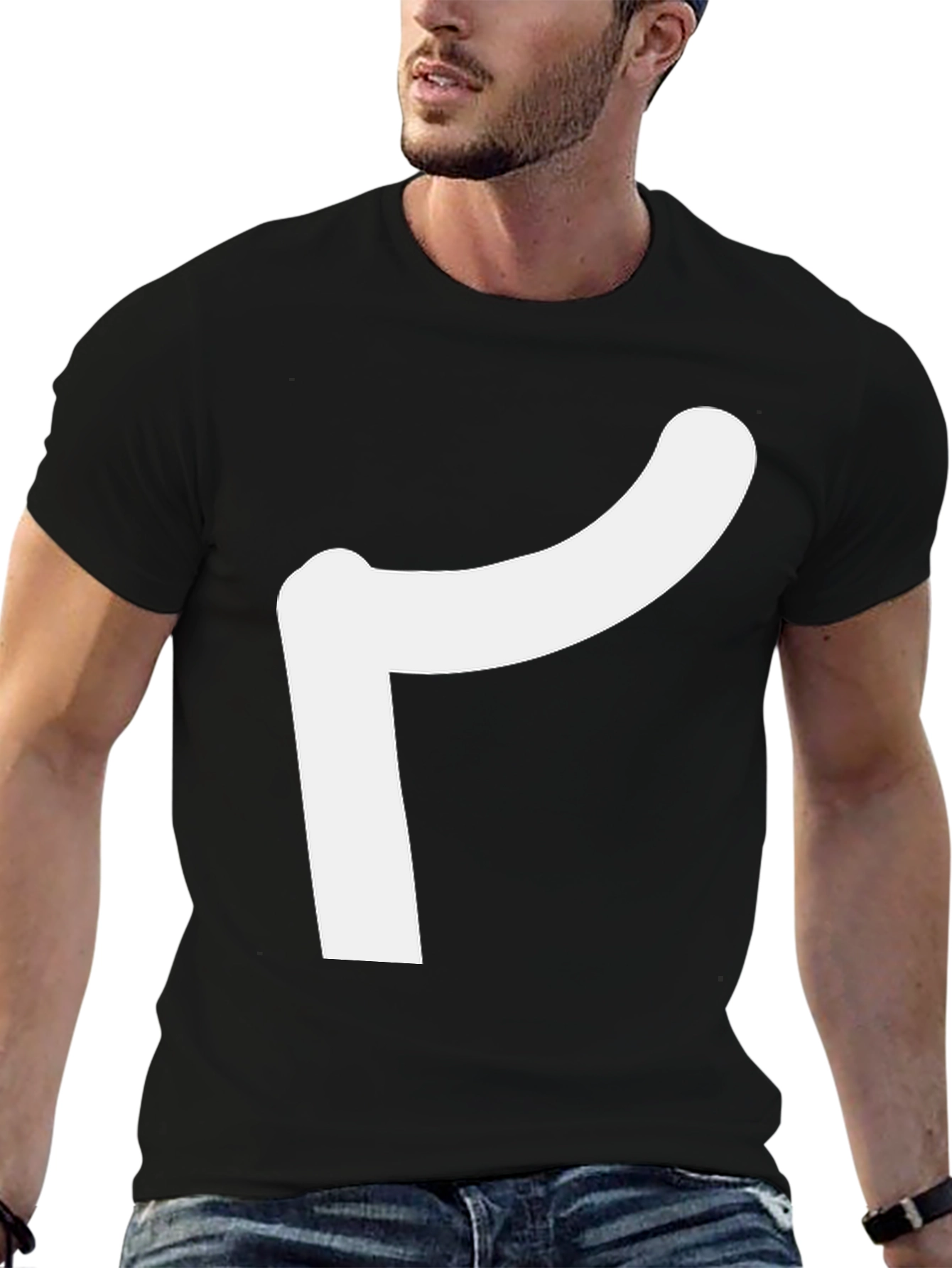 Modern Black Tee with Abstract White Design