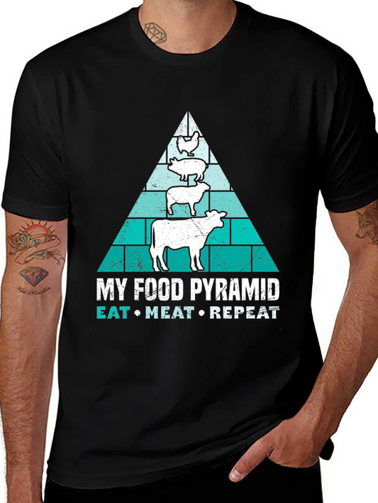 Meat Lovers Food Pyramid T-Shirt - Eat Meat Repeat