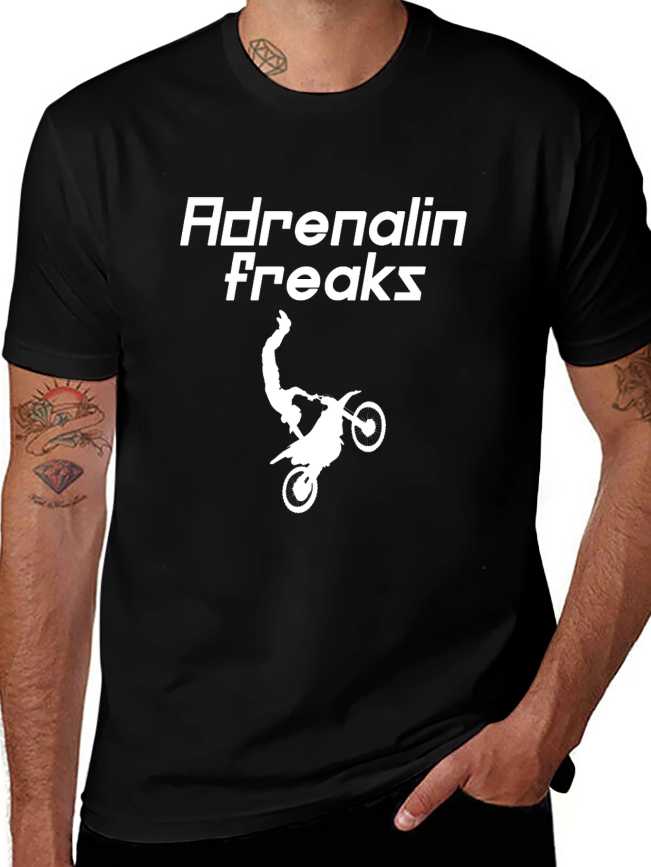 Adrenalin Freaks T-Shirt - Motocross Stunt Design