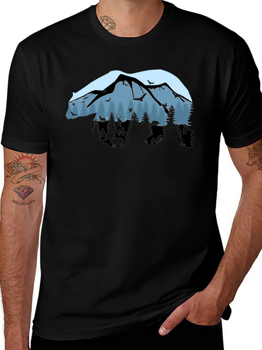 Nature Bear Graphic Tee - Outdoor Adventure Shirt