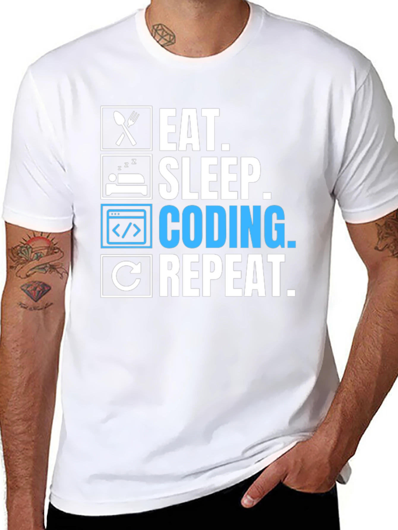 Eat Sleep Coding Repeat Graphic Tee - Programmer T-Shirt
