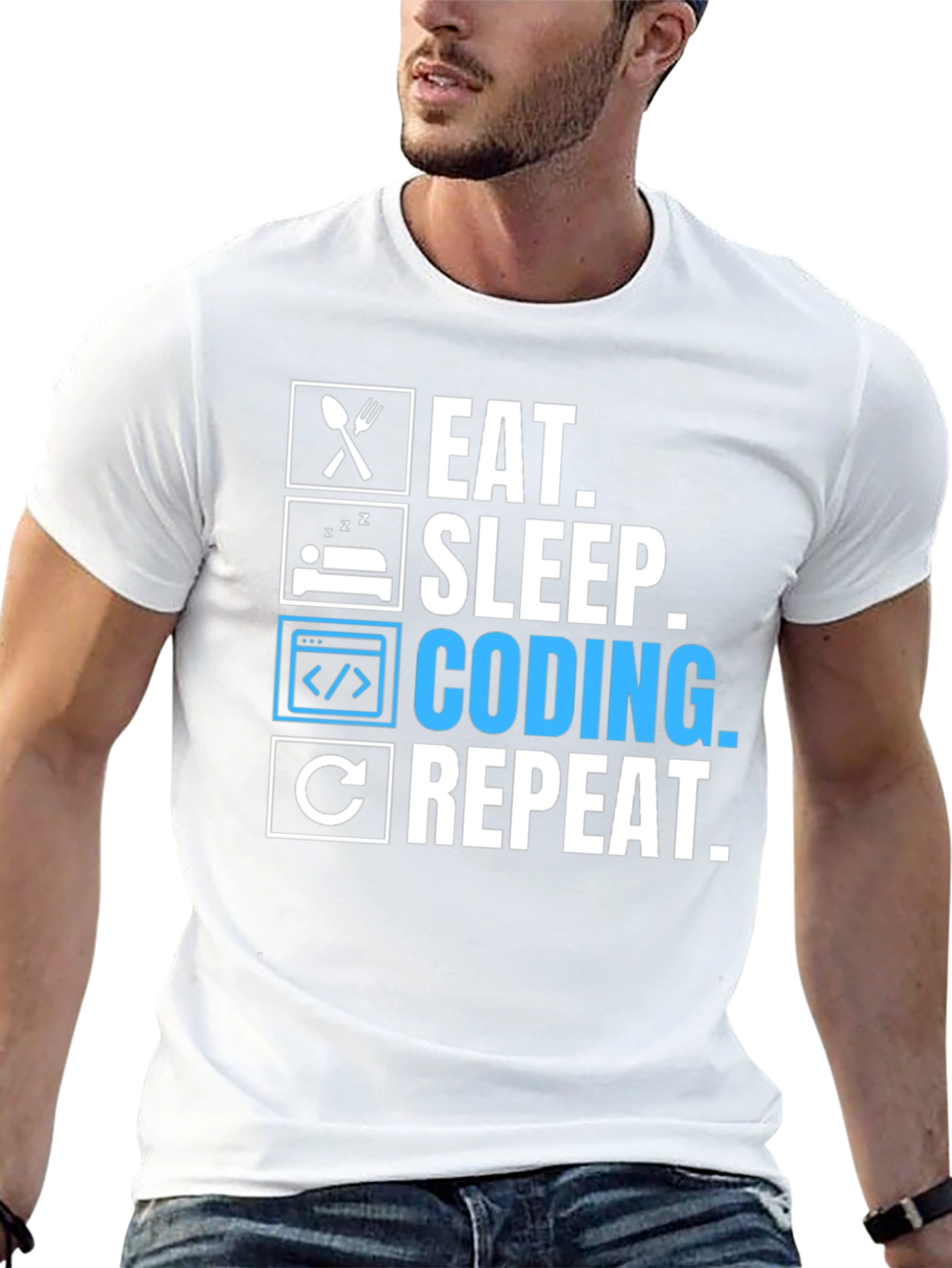 Eat Sleep Coding Repeat Graphic Tee - Programmer T-Shirt