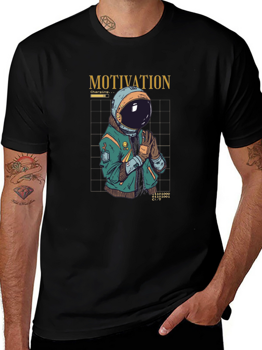 Motivation Astronaut Graphic T-Shirt - Black