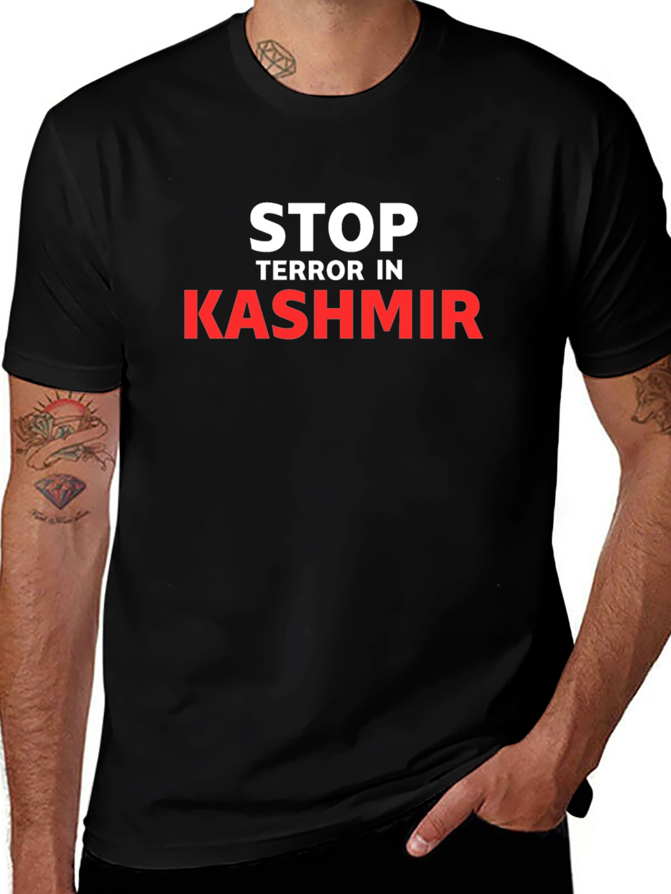 Stop Terror in Kashmir Black Graphic Tee