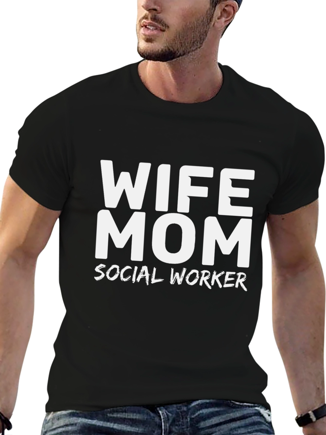 Wife Mom Social Worker Black T-Shirt