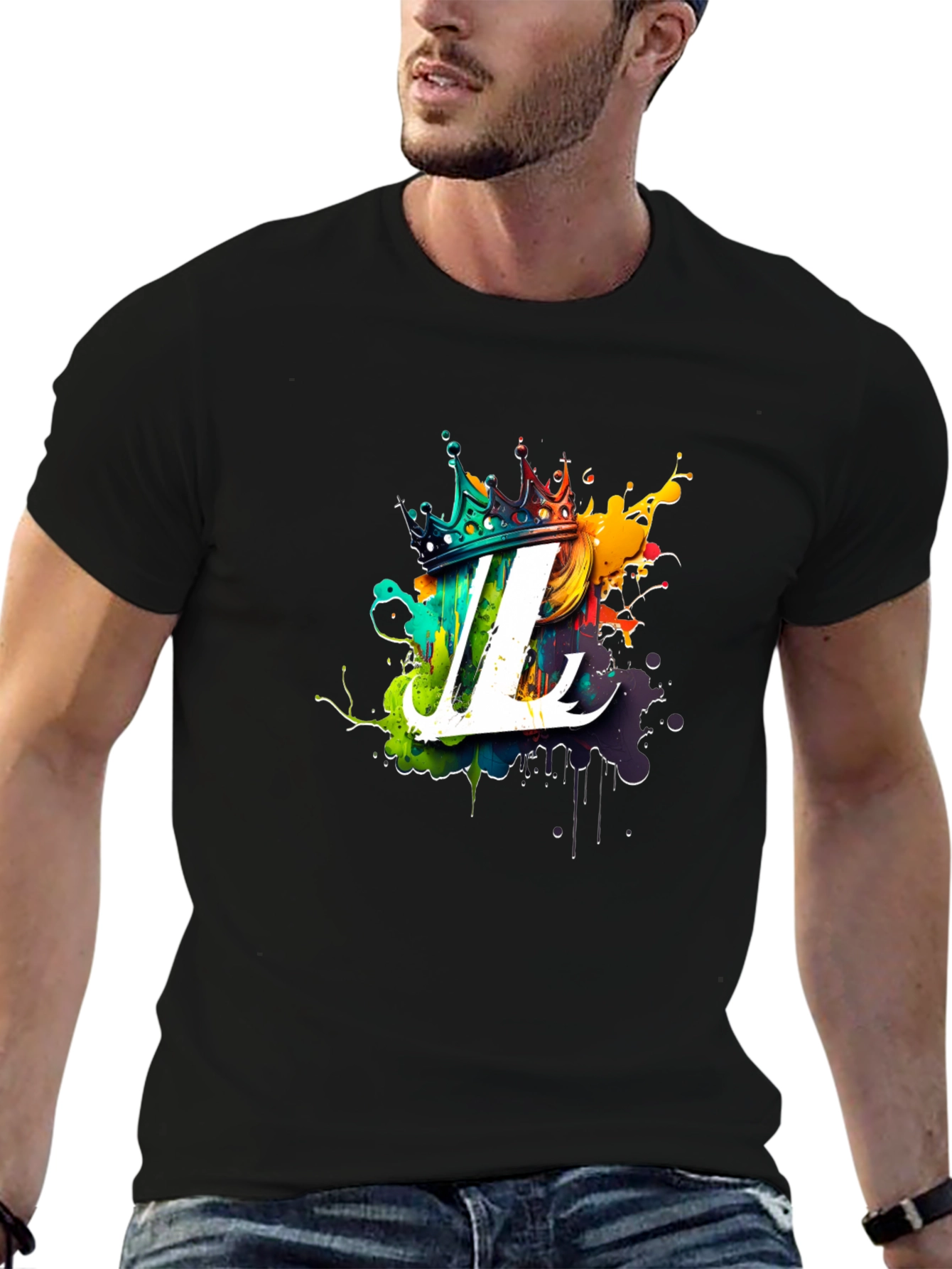 Crown Initial T-Shirt - Artistic Letter Design