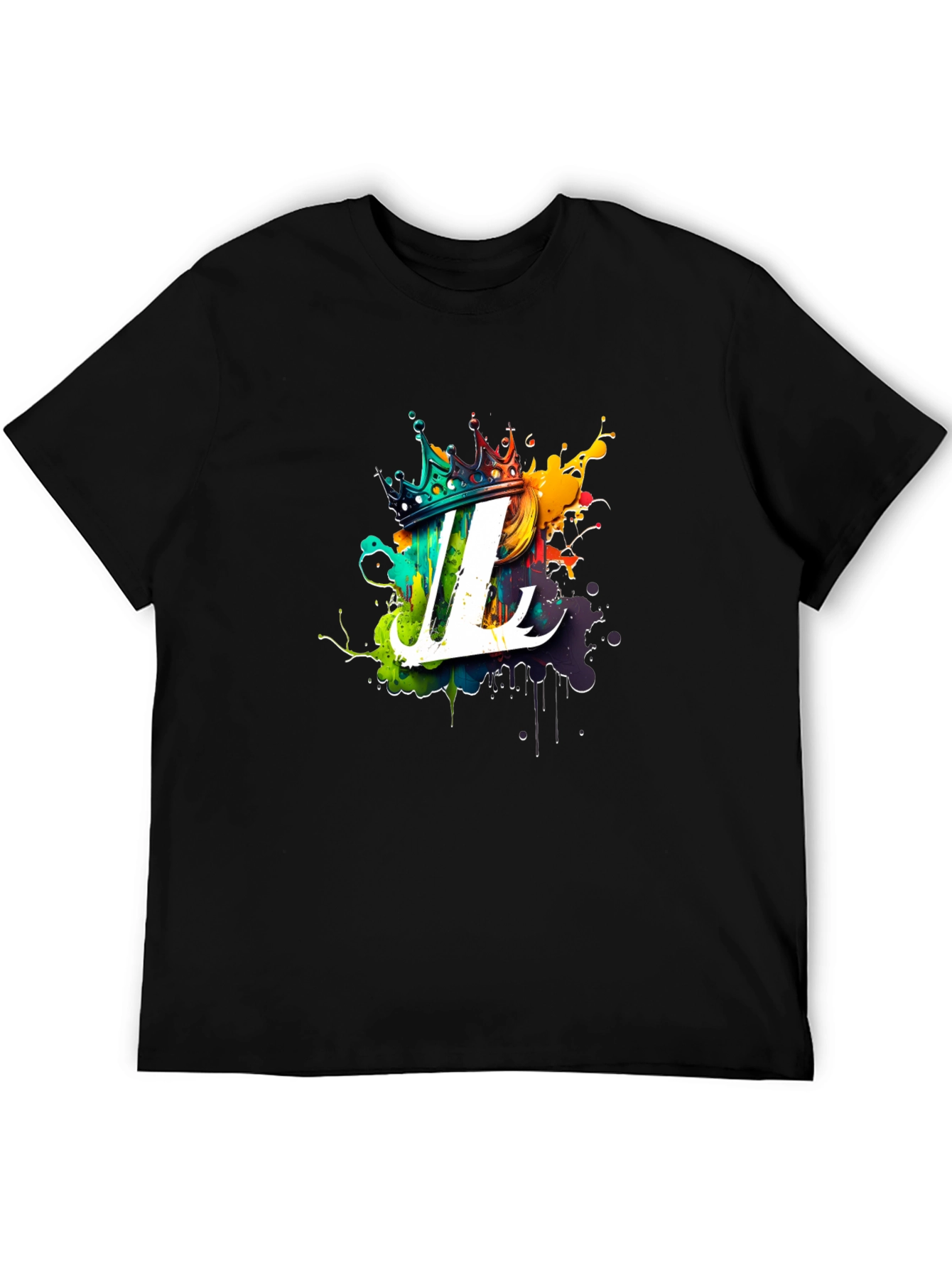 Crown Initial T-Shirt - Artistic Letter Design
