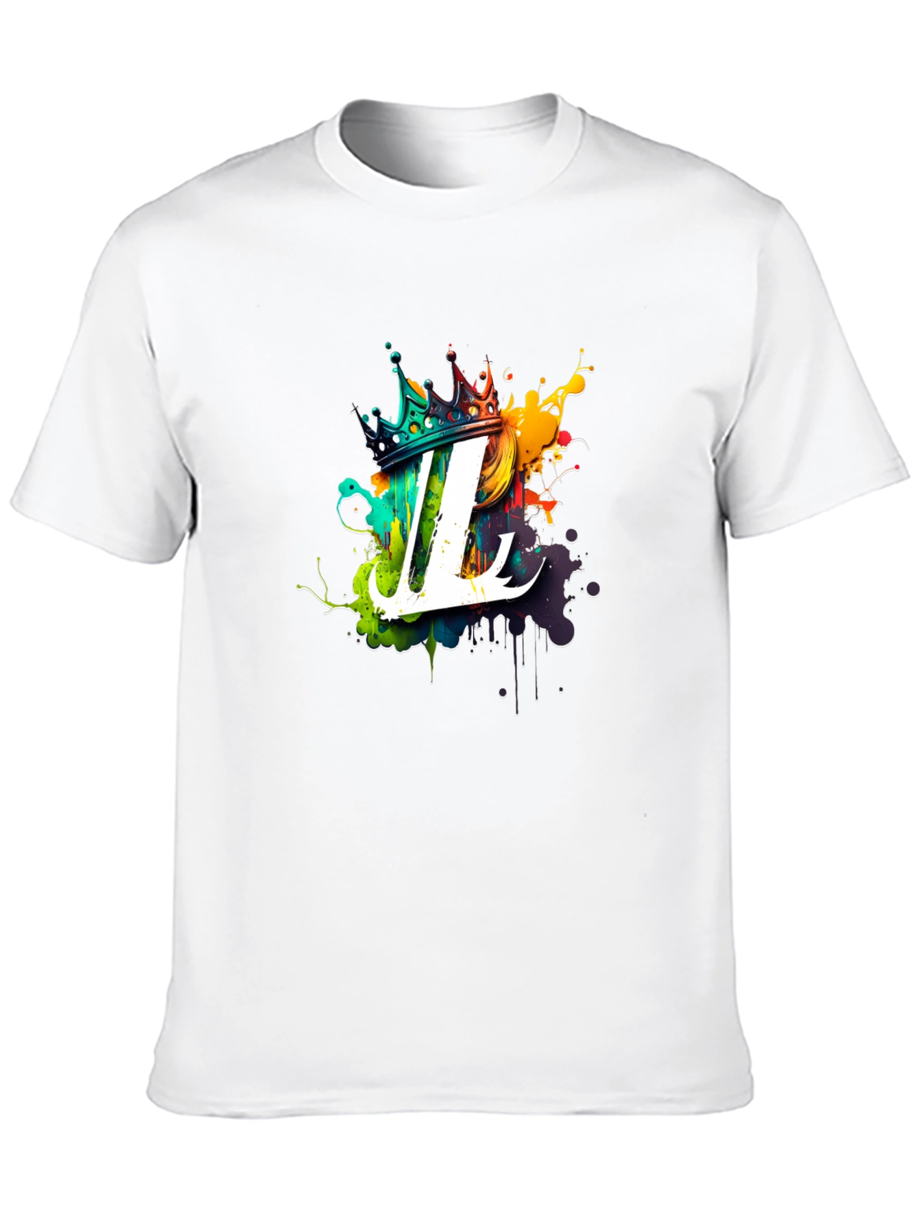 Crown Initial T-Shirt - Artistic Letter Design