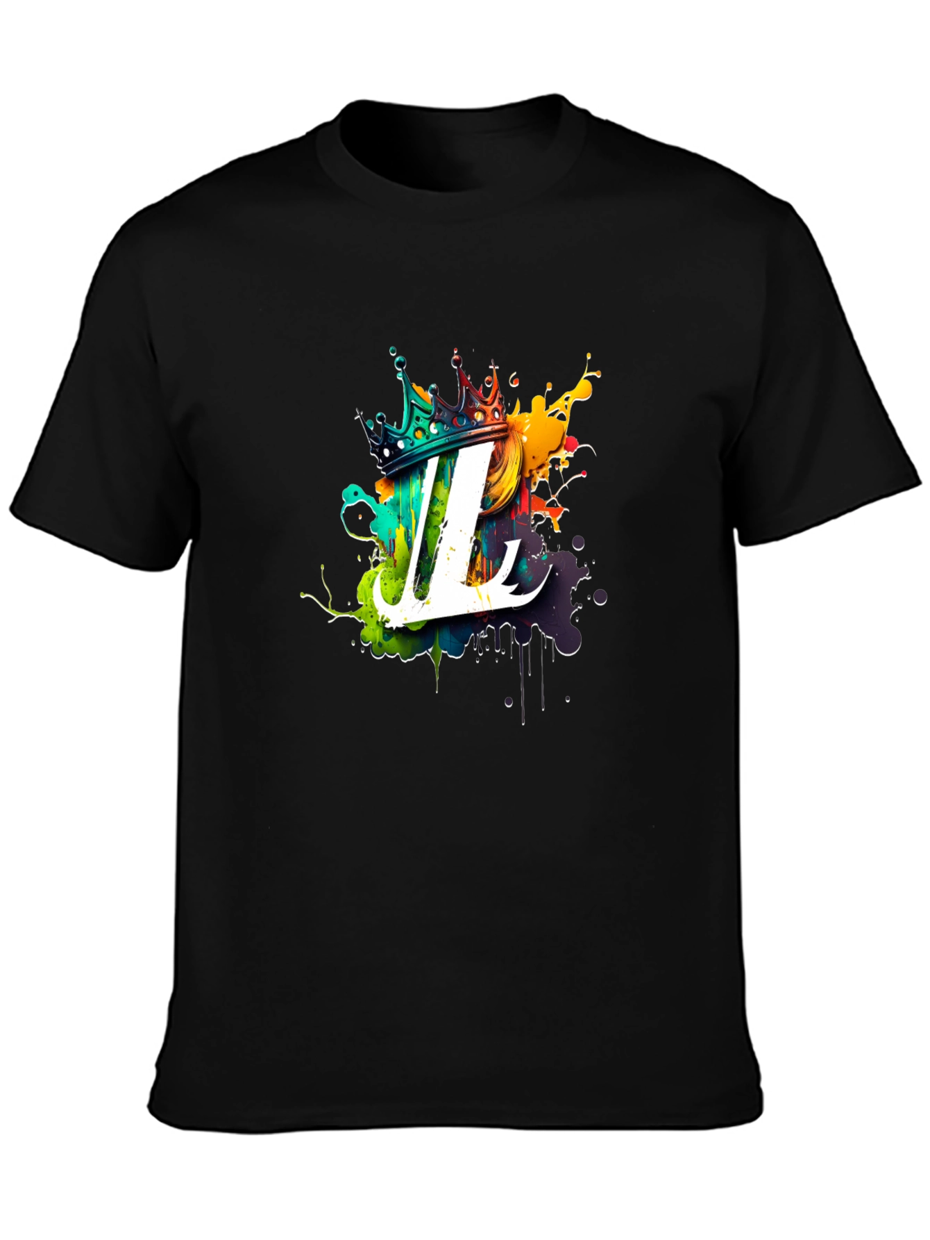 Crown Initial T-Shirt - Artistic Letter Design