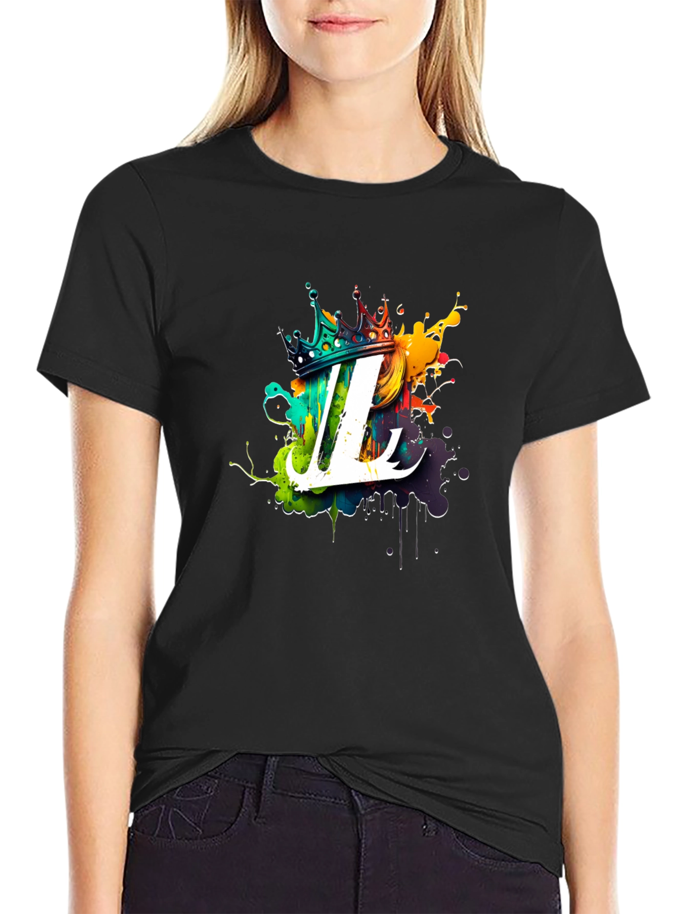 Crown Initial T-Shirt - Artistic Letter Design