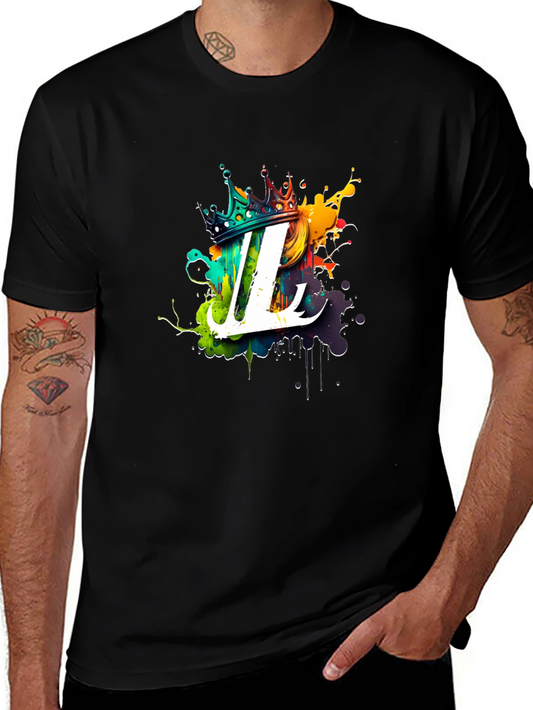 Crown Initial T-Shirt - Artistic Letter Design