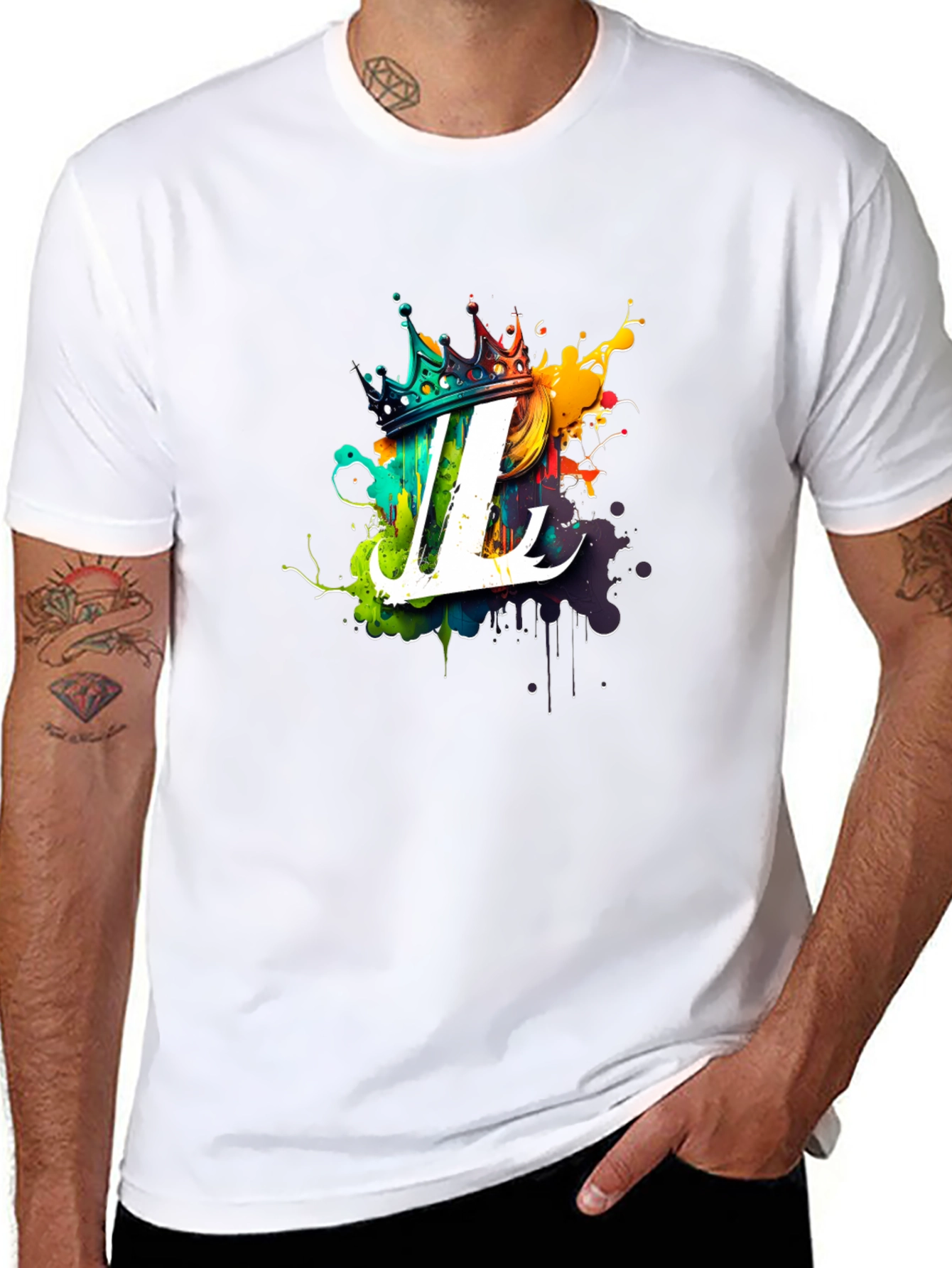 Crown Initial T-Shirt - Artistic Letter Design