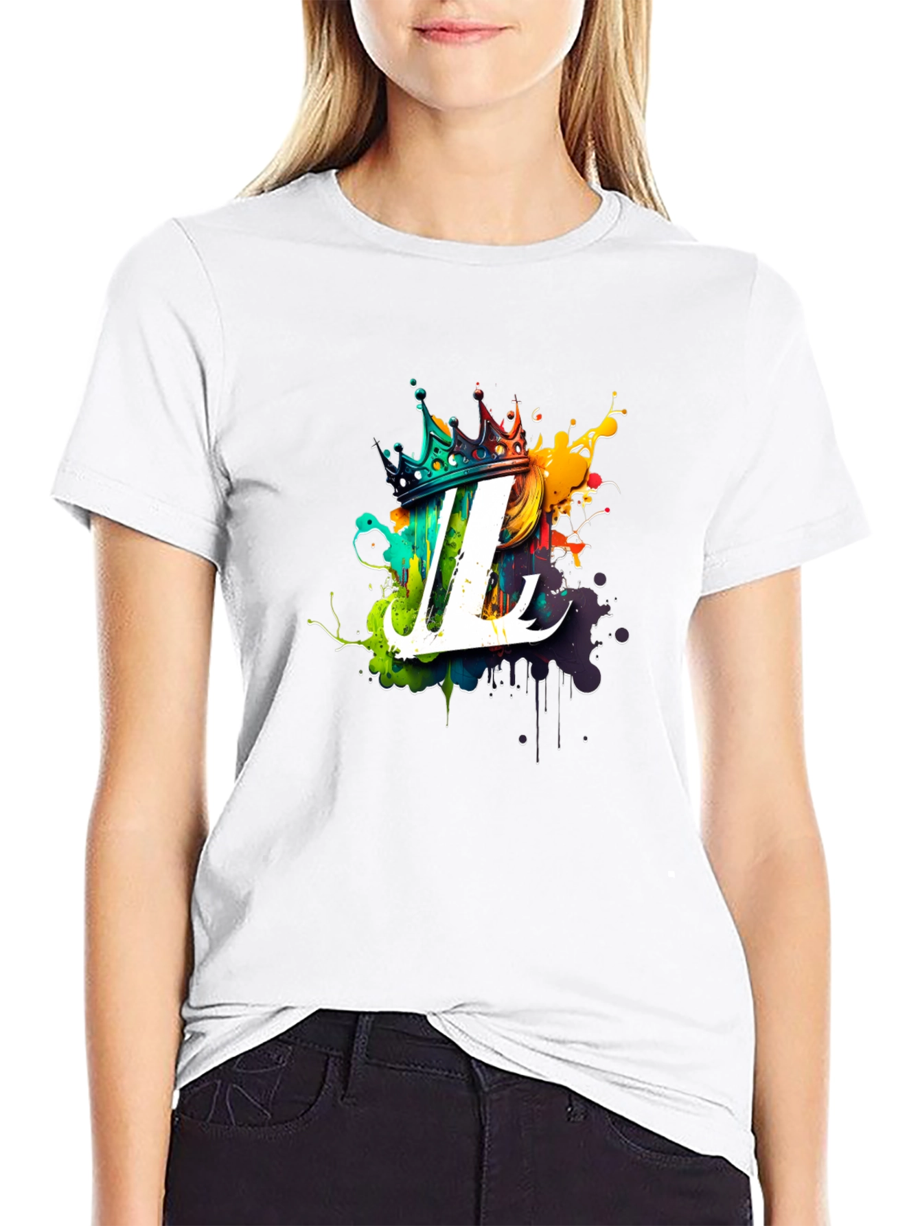 Crown Initial T-Shirt - Artistic Letter Design