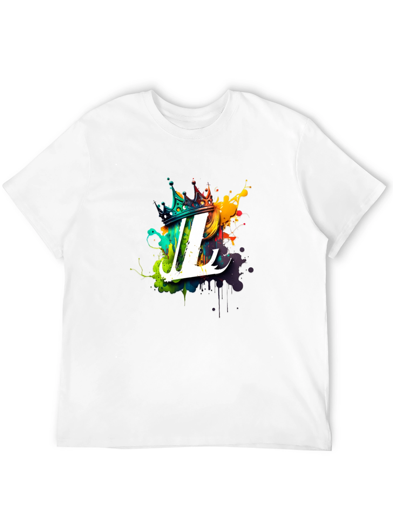 Crown Initial T-Shirt - Artistic Letter Design