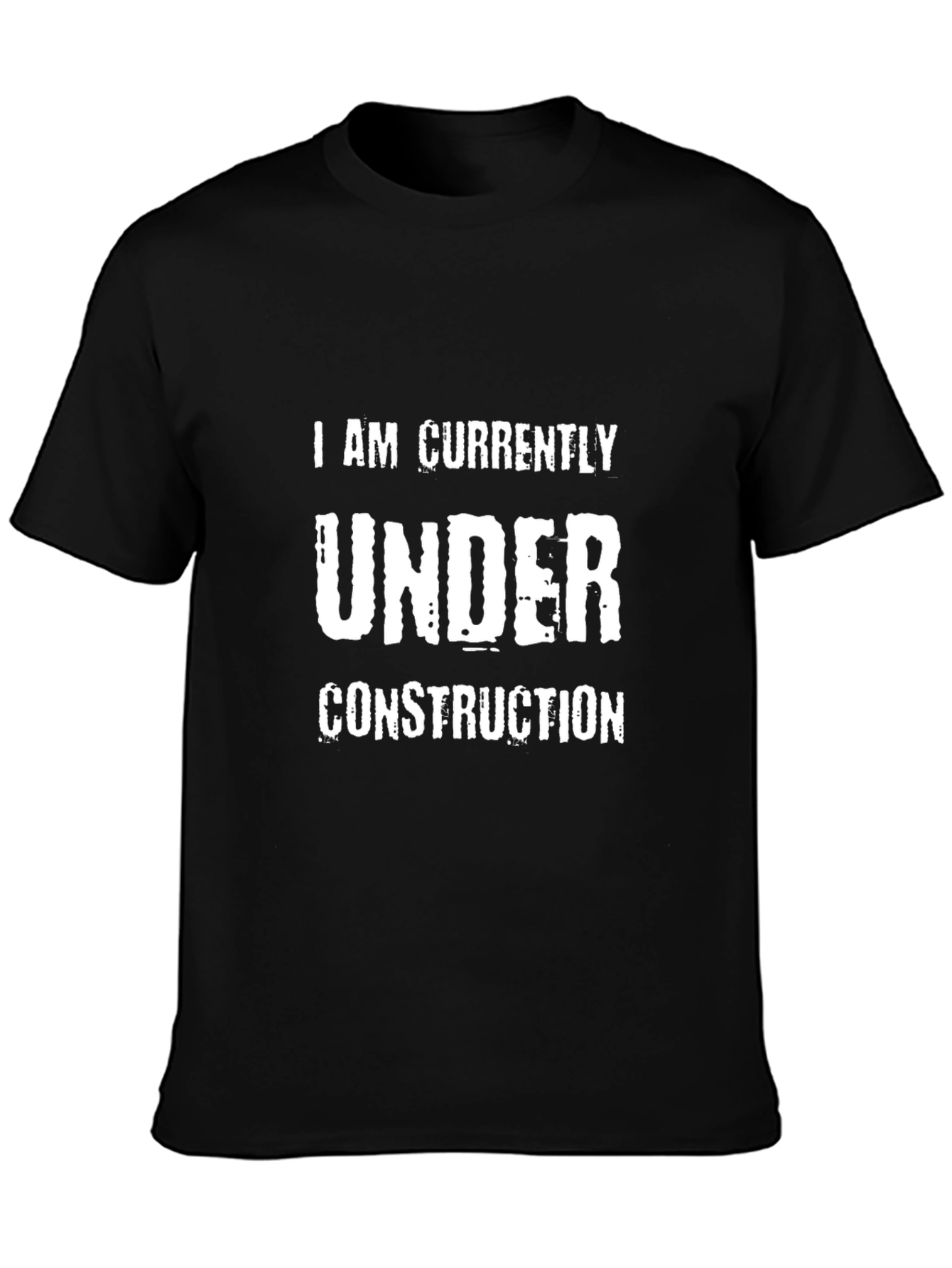 Under Construction Graphic Tee - Black Cotton T-Shirt