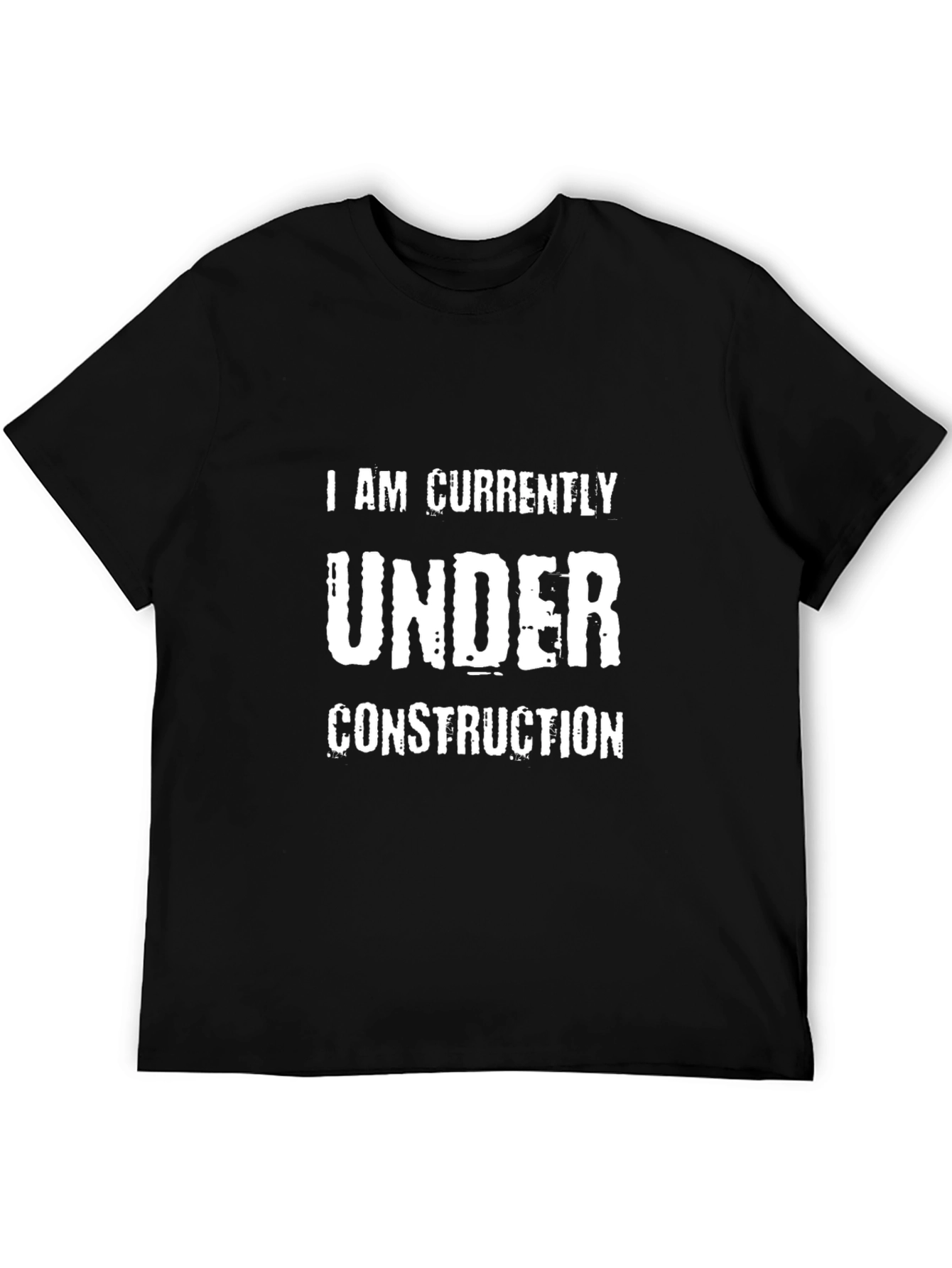Under Construction Graphic Tee - Black Cotton T-Shirt